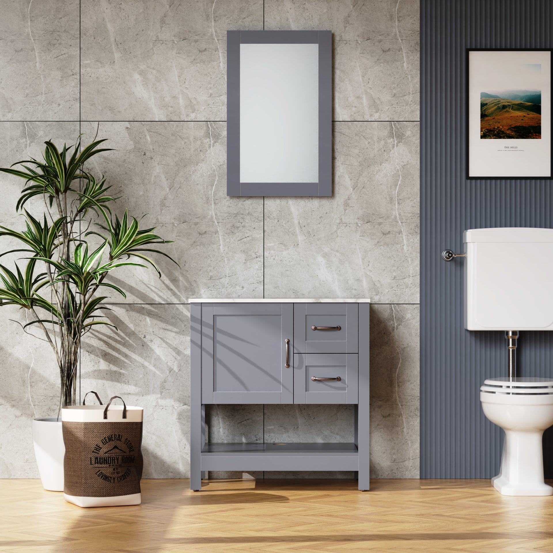 Streamdale 30In Gray Bathroom Vanity with Mirror And Top Only