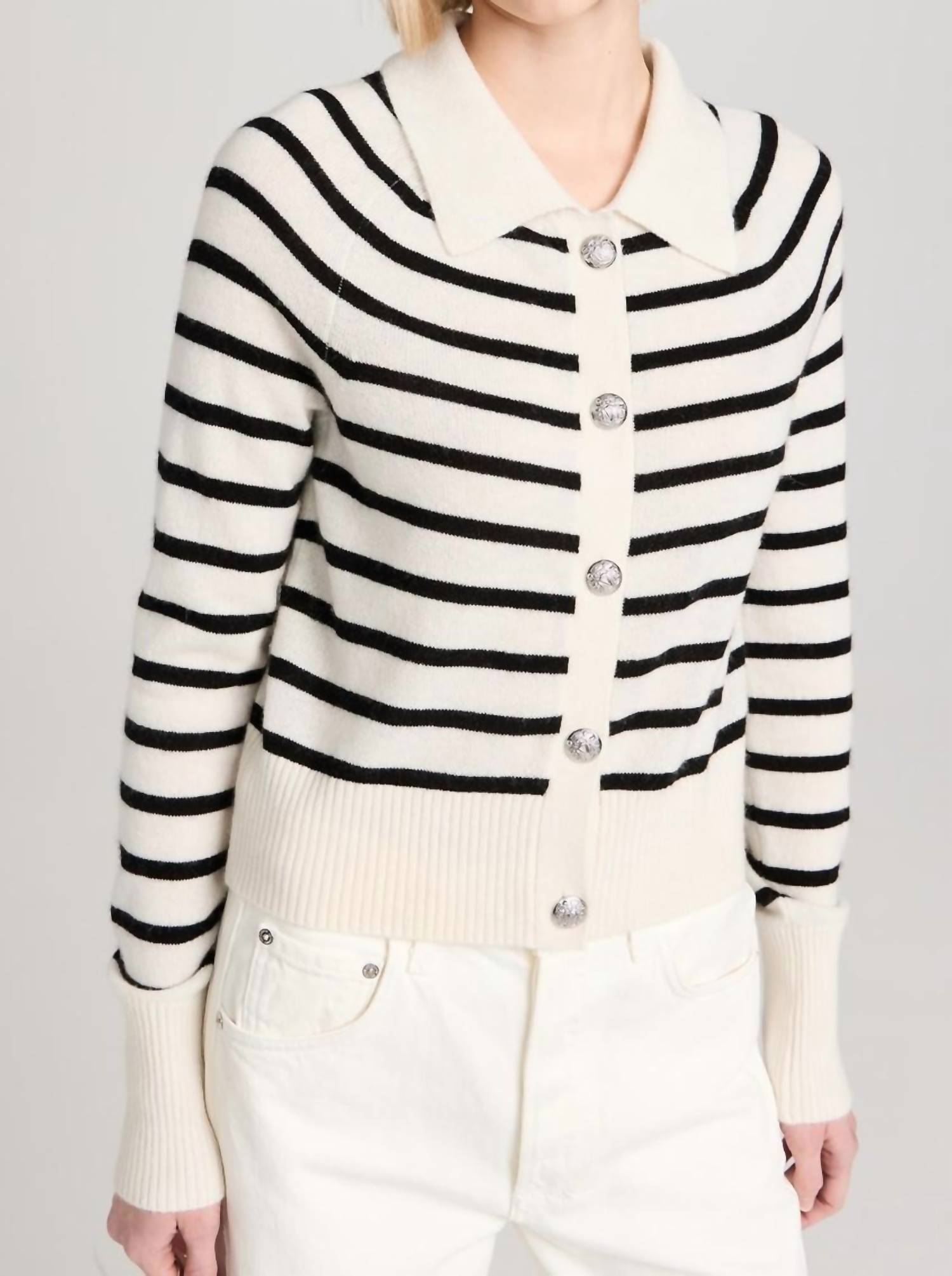 Veronica Beard Cheshire Cashmere Cardigan In Off White/black In Multi