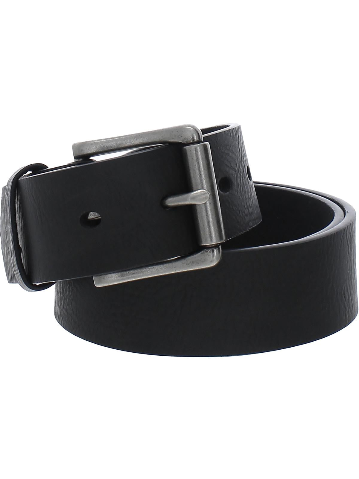 Sun + Stone Mens Faux Leather Buckle Casual Belt In Black