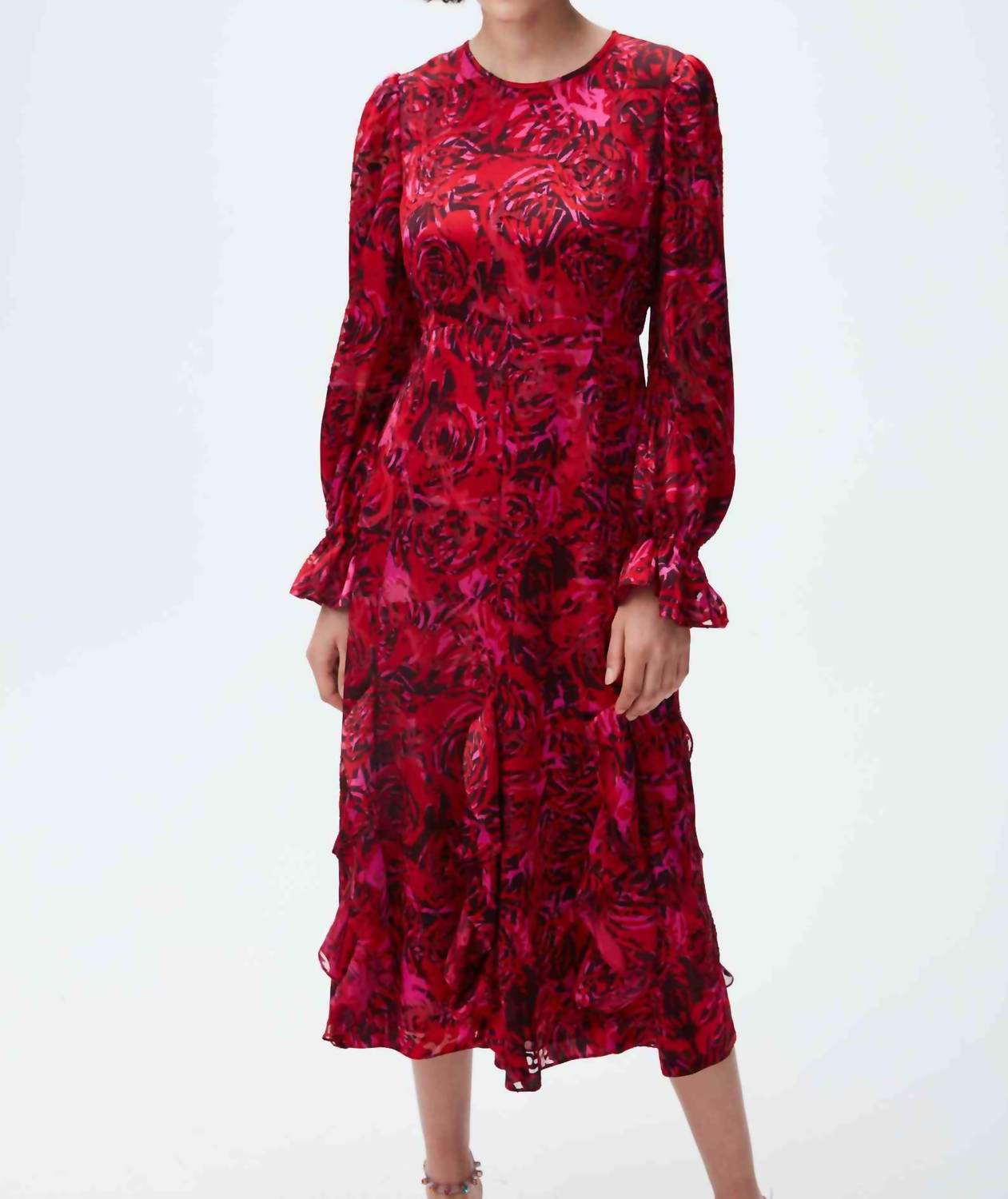 Shop Diane Von Furstenberg Iva Dress In Eye Of The Rose Forbidden Fruit In Red