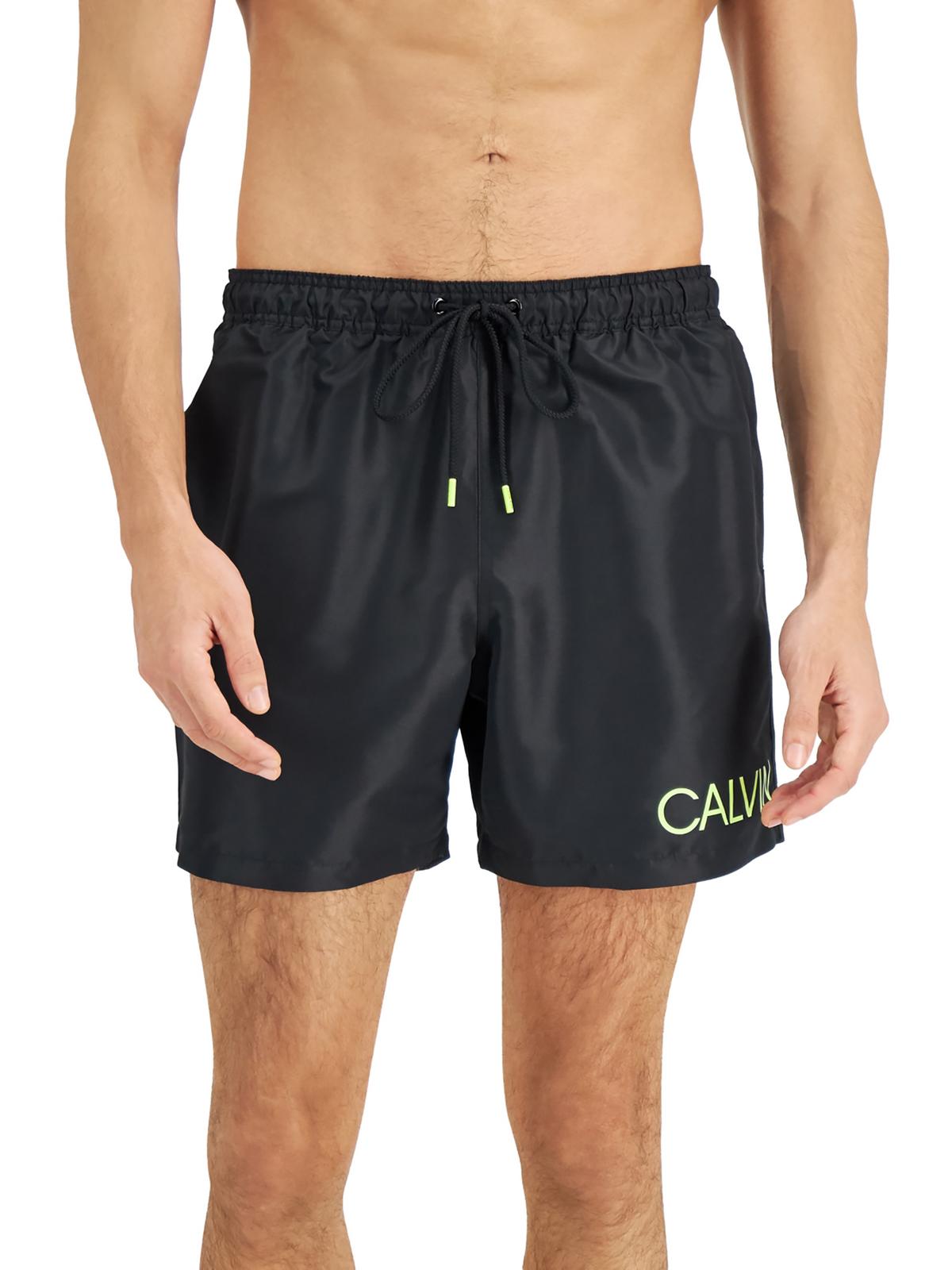 Calvin Klein Mens Quick Dry Polyester Swim Trunks In Black