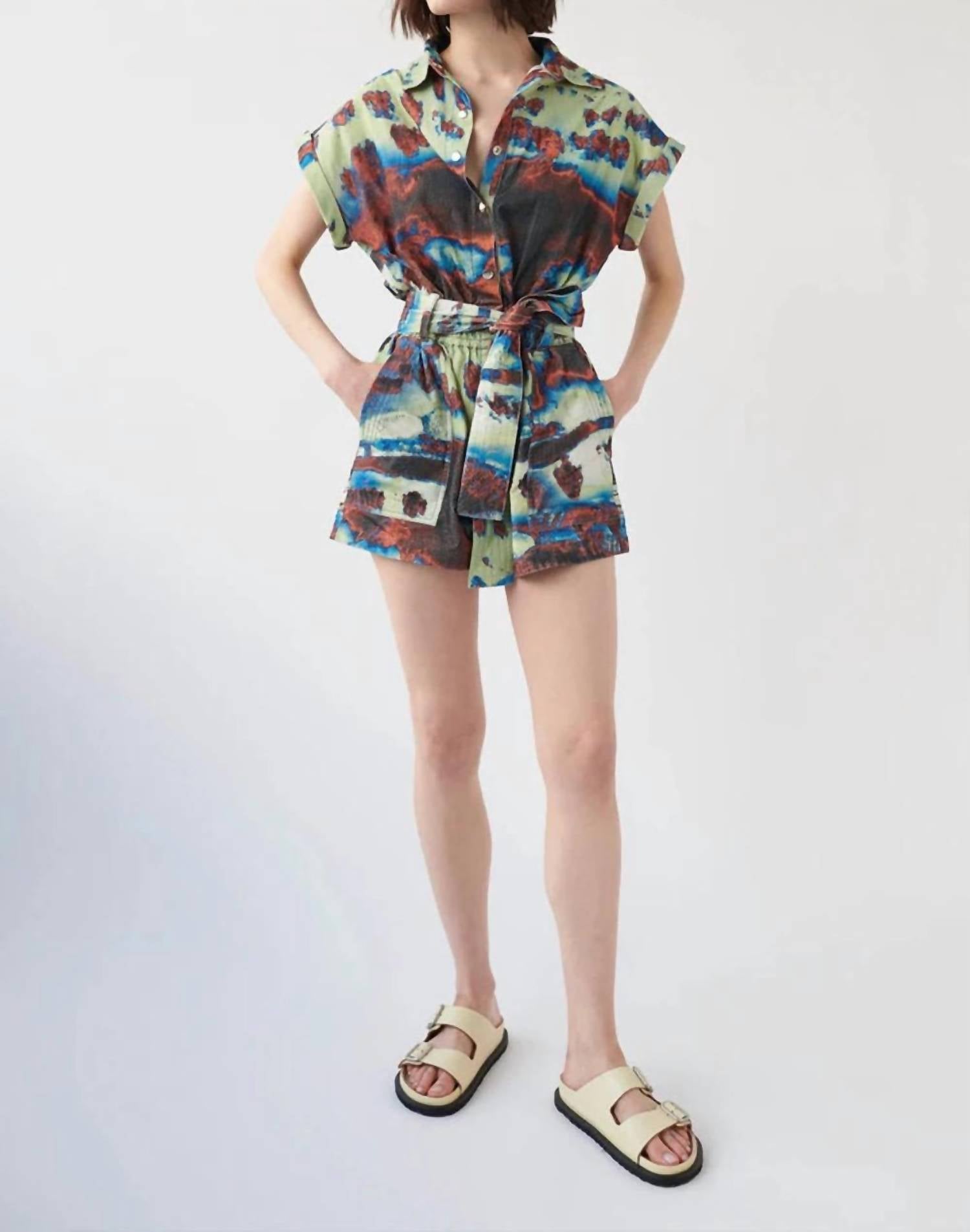 Chufy Marcia Playsuit In Laia Sky In Multi