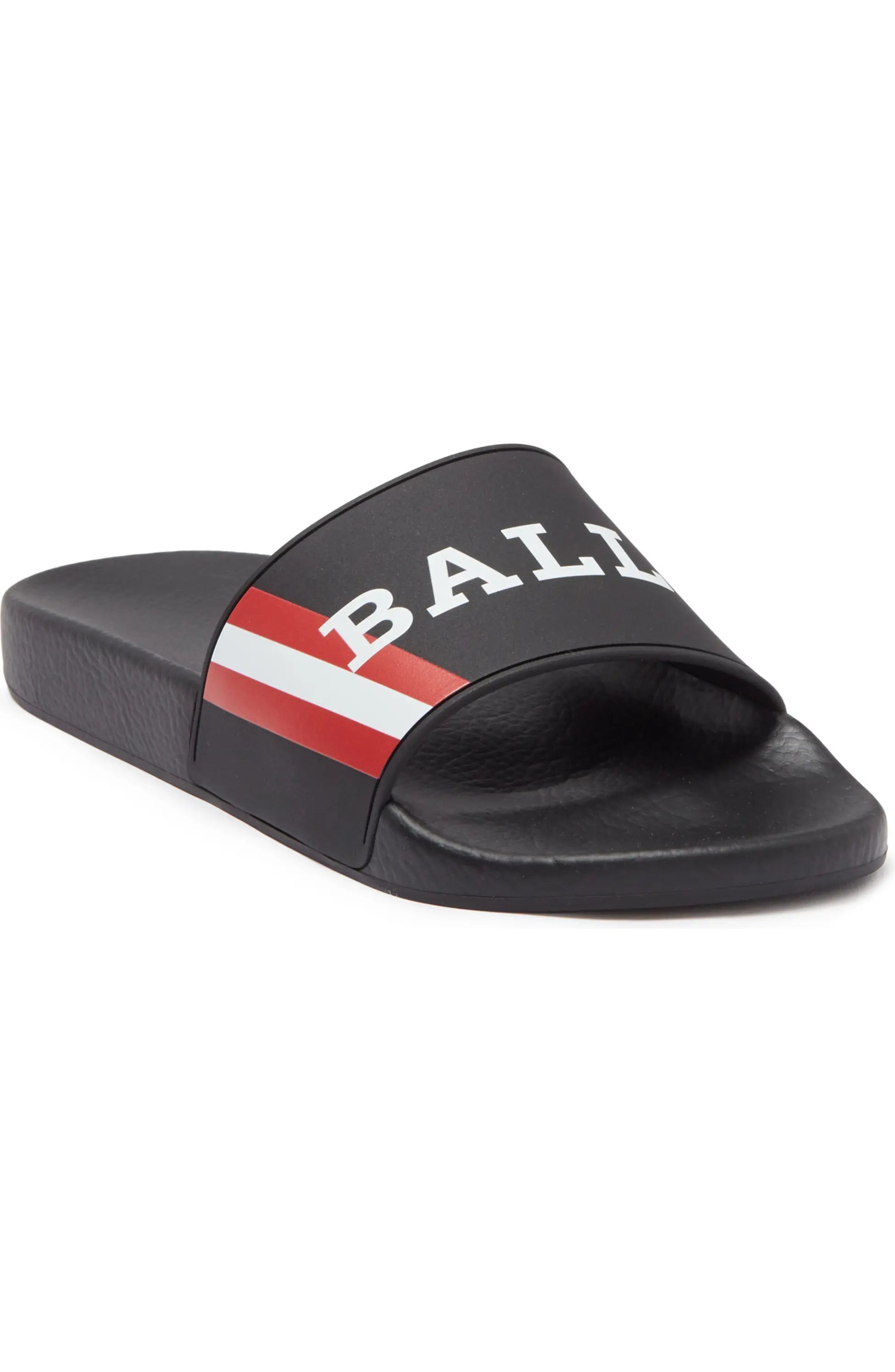 Shop Bally Simon 6234034 Men's Black Logo Rubber Sandals