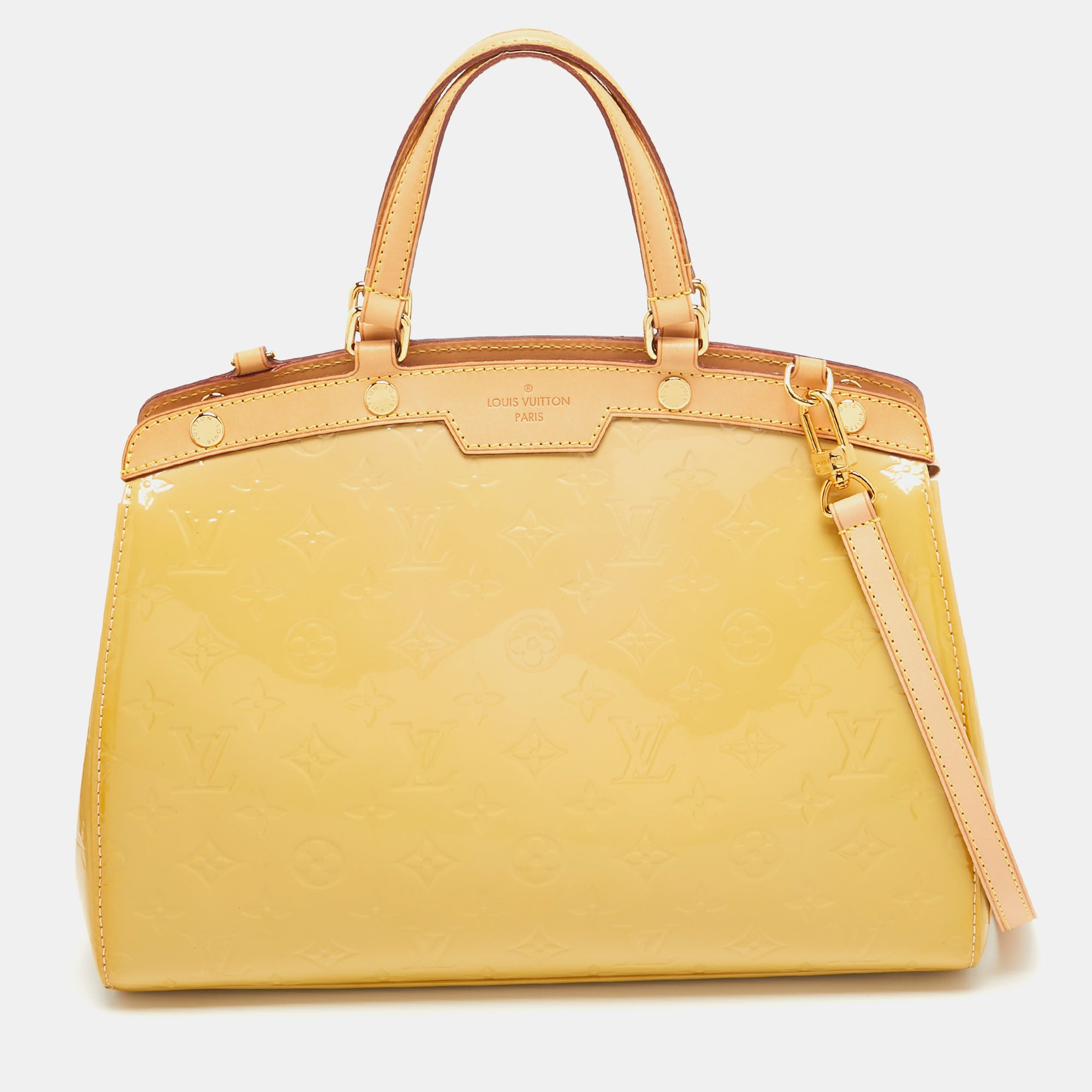 Image of Louis Vuitton Citrine Monogram Vernis Brea Mm Bag