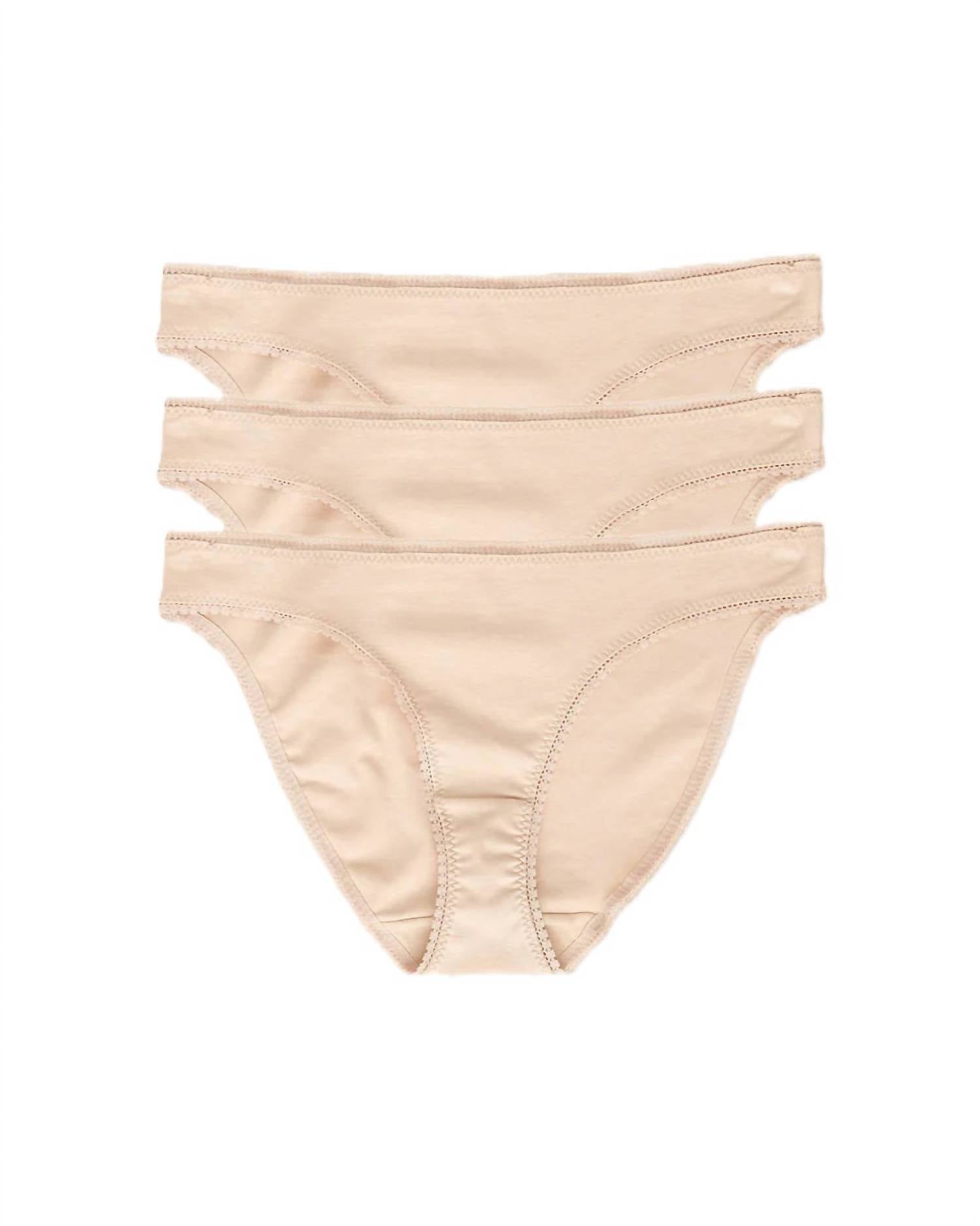 Shop On Gossamer Women's Cabana Cotton Bikini Panty - 3 Pack In Champagne In Beige