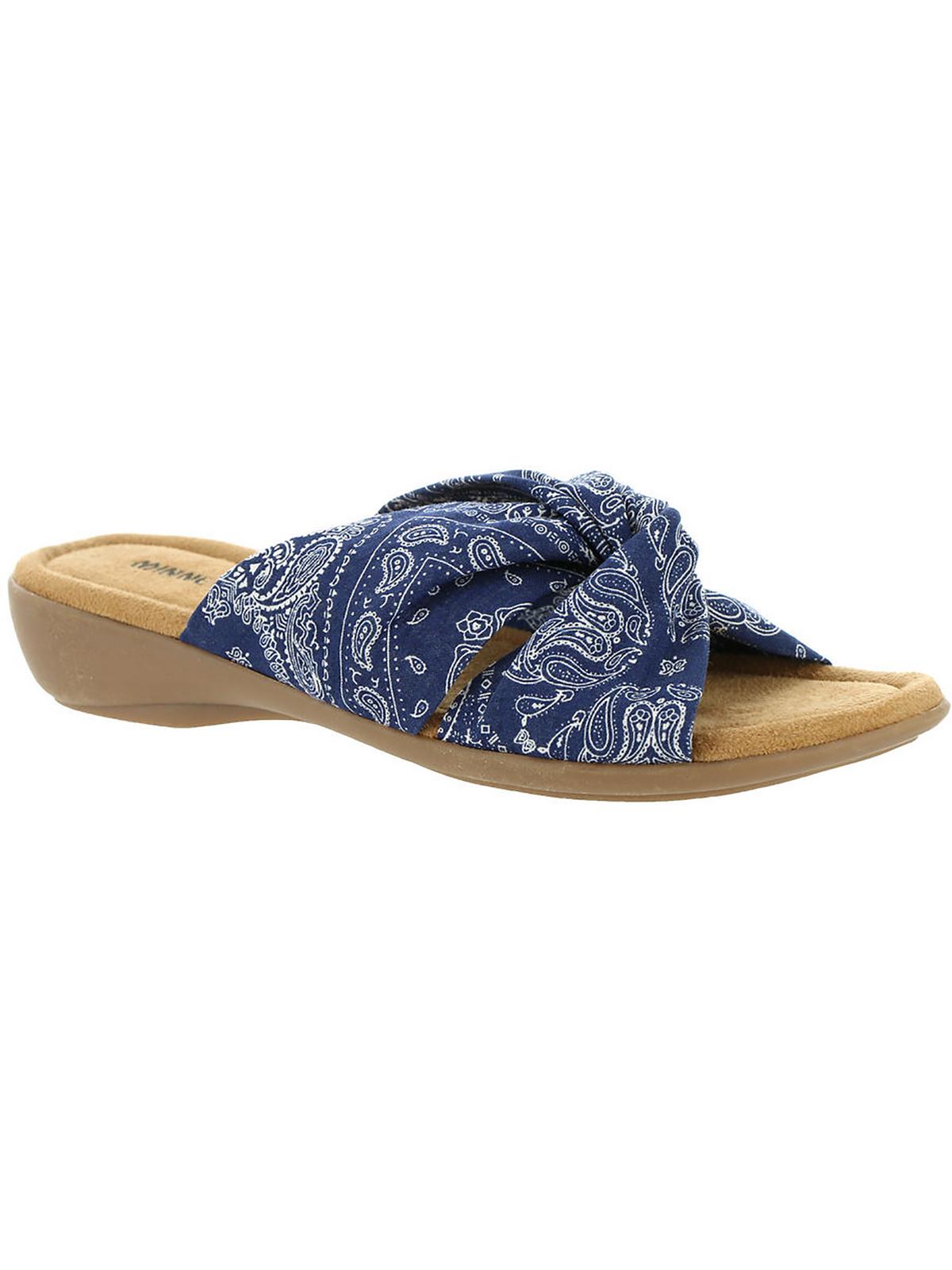 Minnetonka Sarong Womens Knot-front Knit Slide Sandals In Blue
