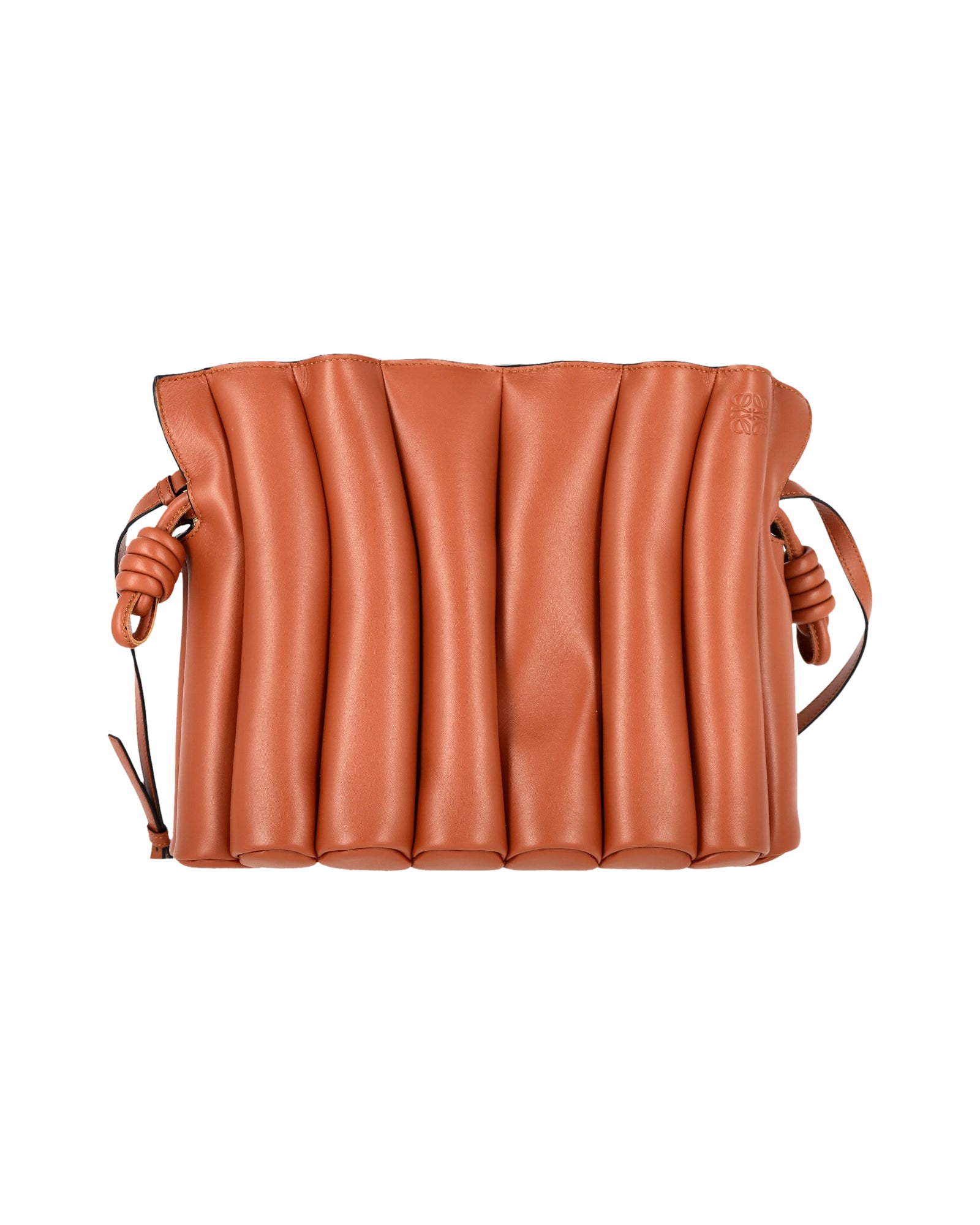 image of Loewe Flamenco Ondas Clutch Bag in Brown Leather