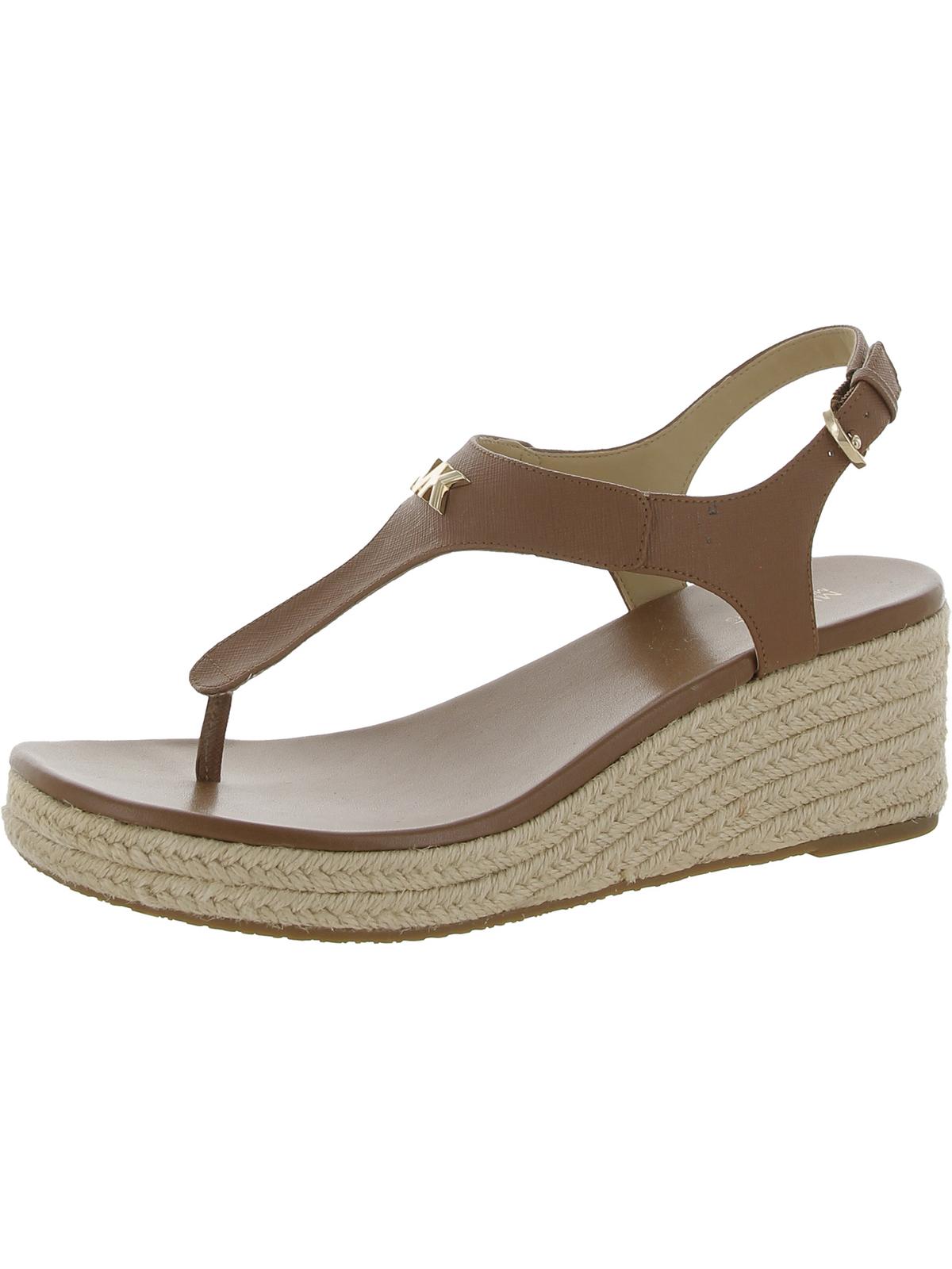 Shop Michael Michael Kors Laney Womens Leather Thong Espadrilles In Brown