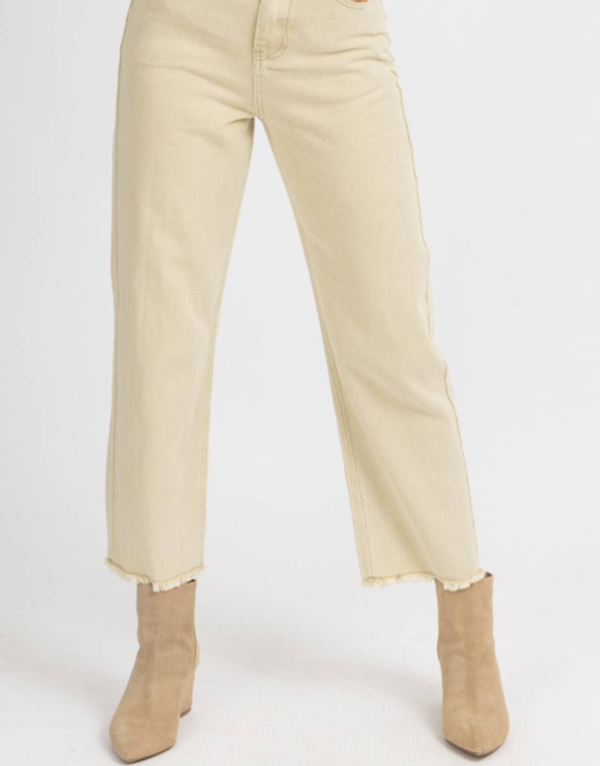 Shop Dee Elly High Waisted Flare Jeans In Neutral Khaki In Beige
