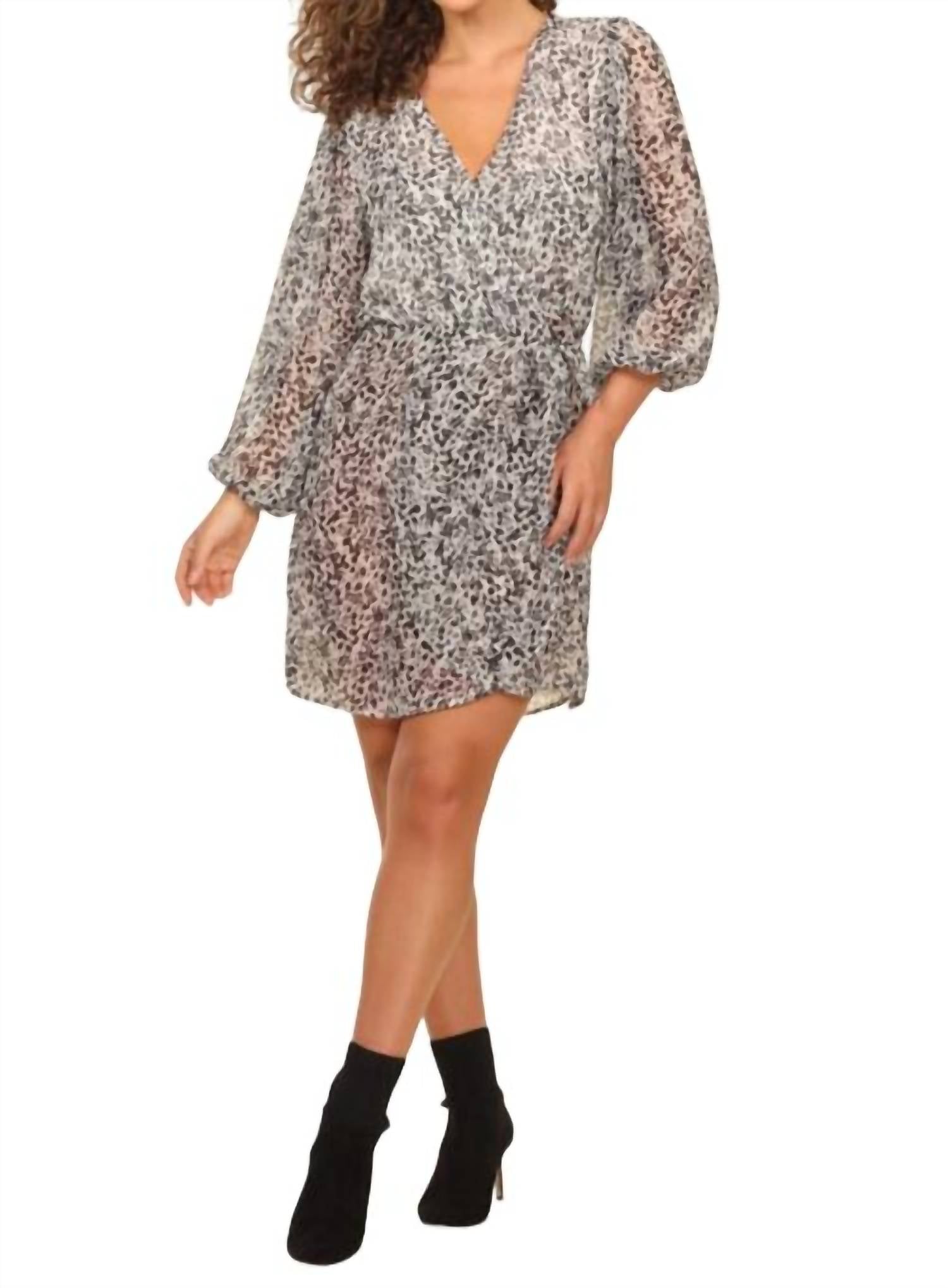 Shop Veronica M Chiffon Wrap Dress In Ellyn In Grey