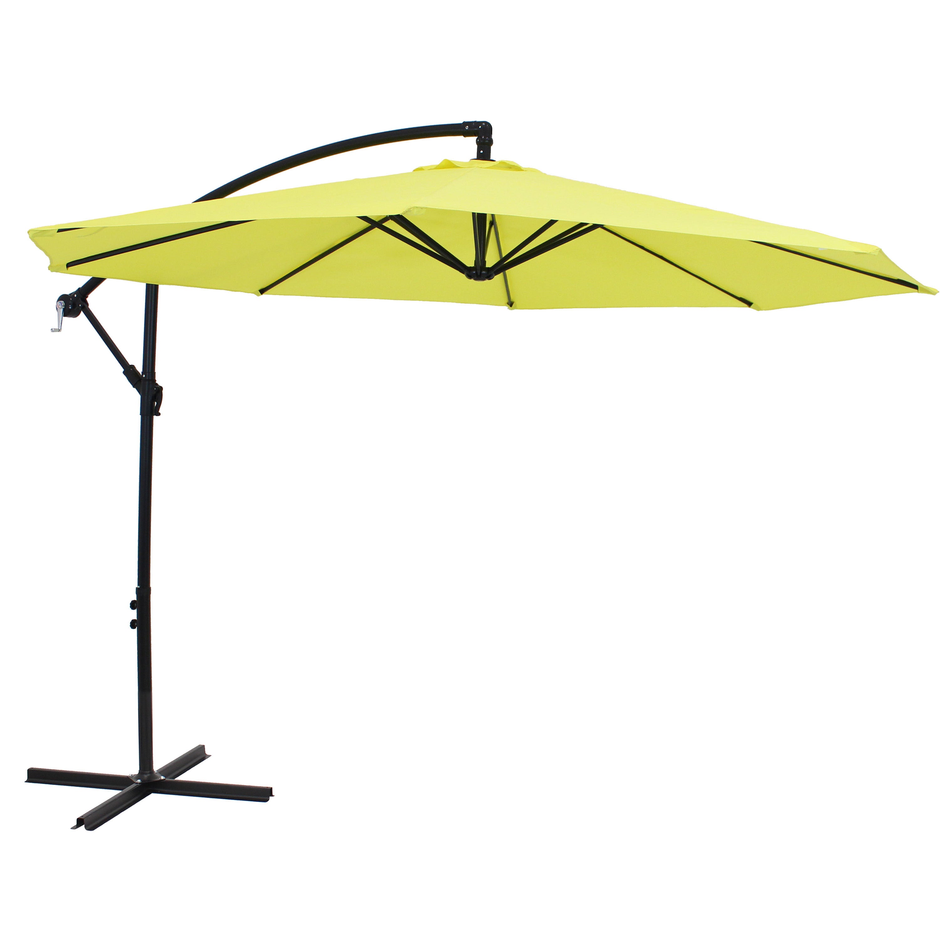 Sunnydaze Outdoor Steel Cantilever Offset Patio Umbrella with Air Vent, Crank, and Base - 9.25'