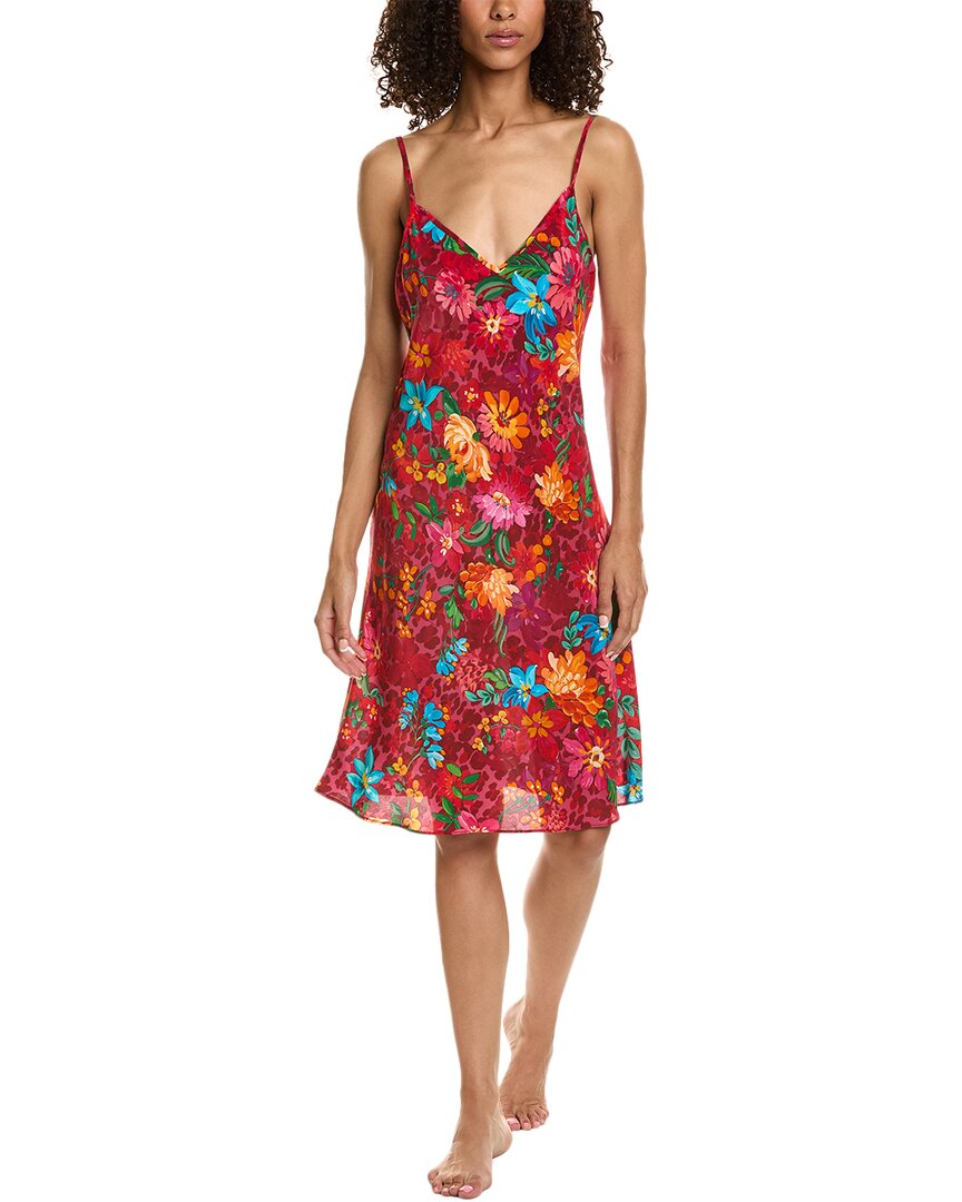 Johnny Was Caitlyn Silk Slip Dress In Red