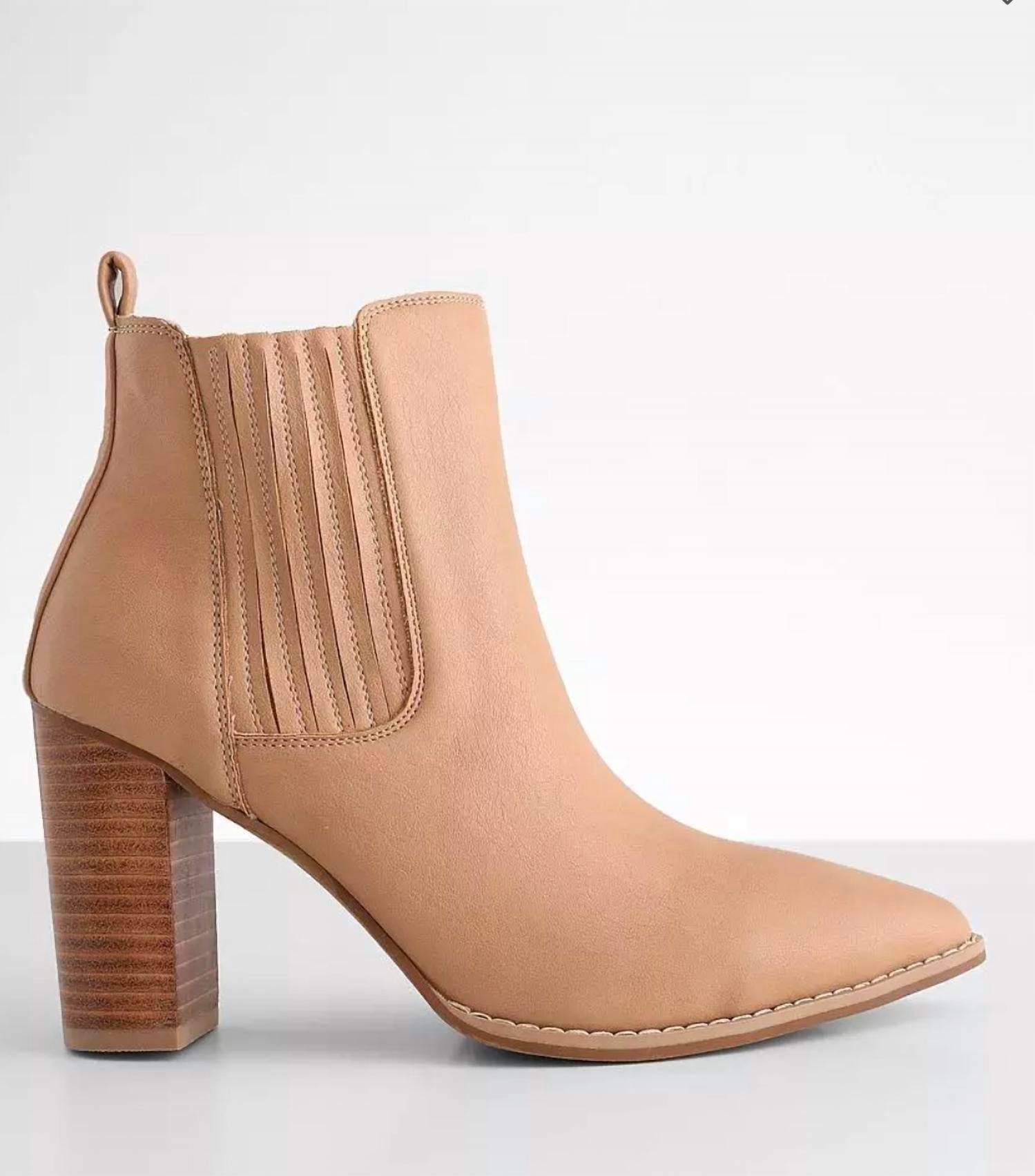 Shop Oasis Society Finley Ankle Boot In Nude In Beige
