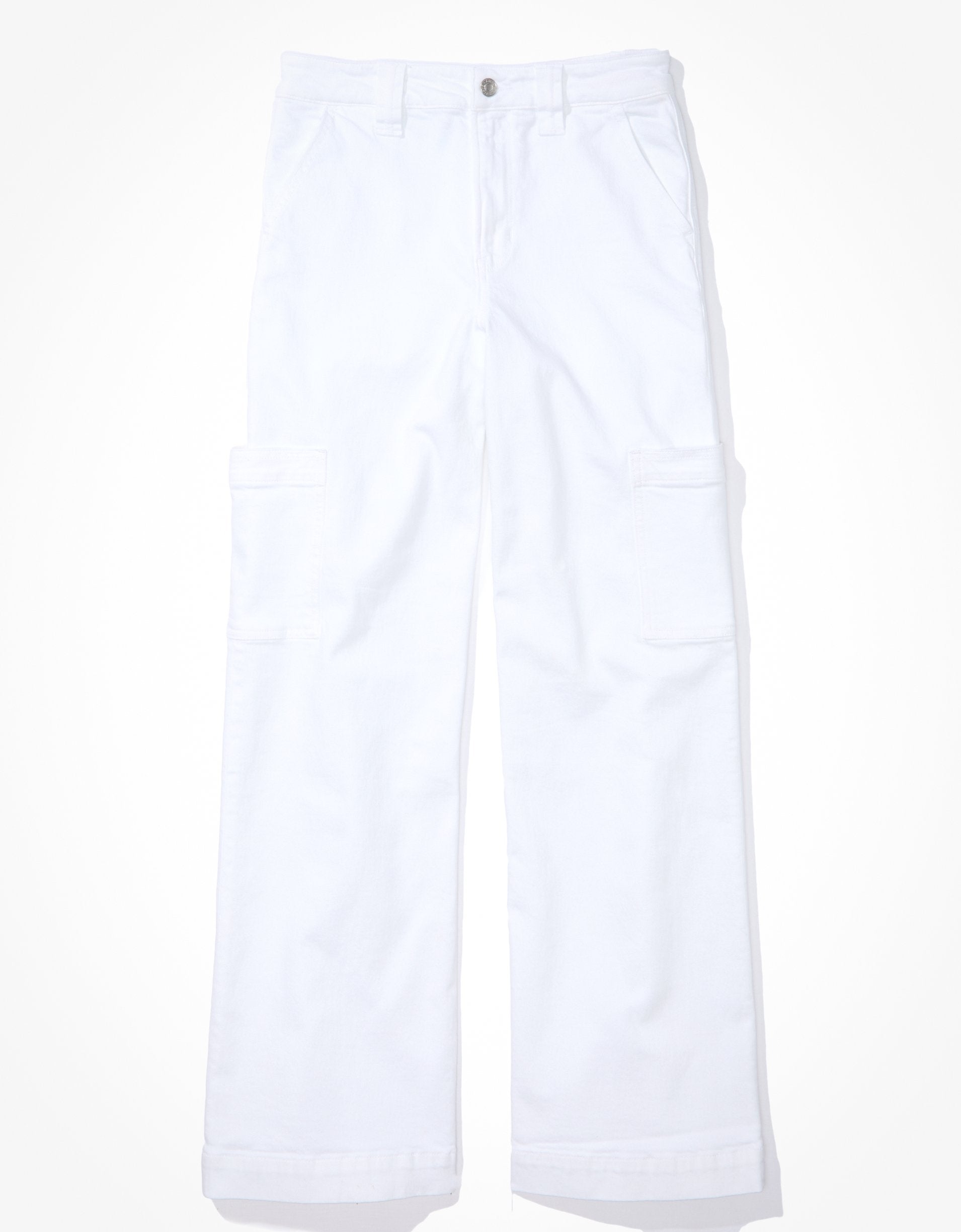 American Eagle Outfitters Ae Stretch Super High-waisted Cargo Baggy Wide-leg Jean In White