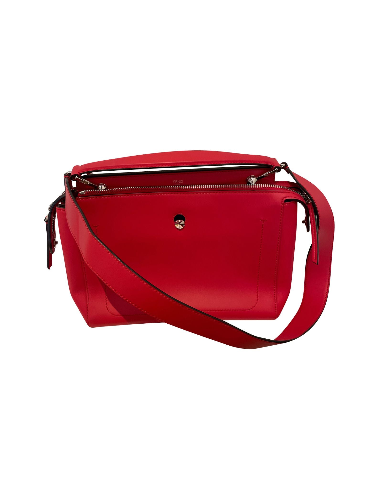 image of Fendi Dotcom Shoulder Bag in Red Leather