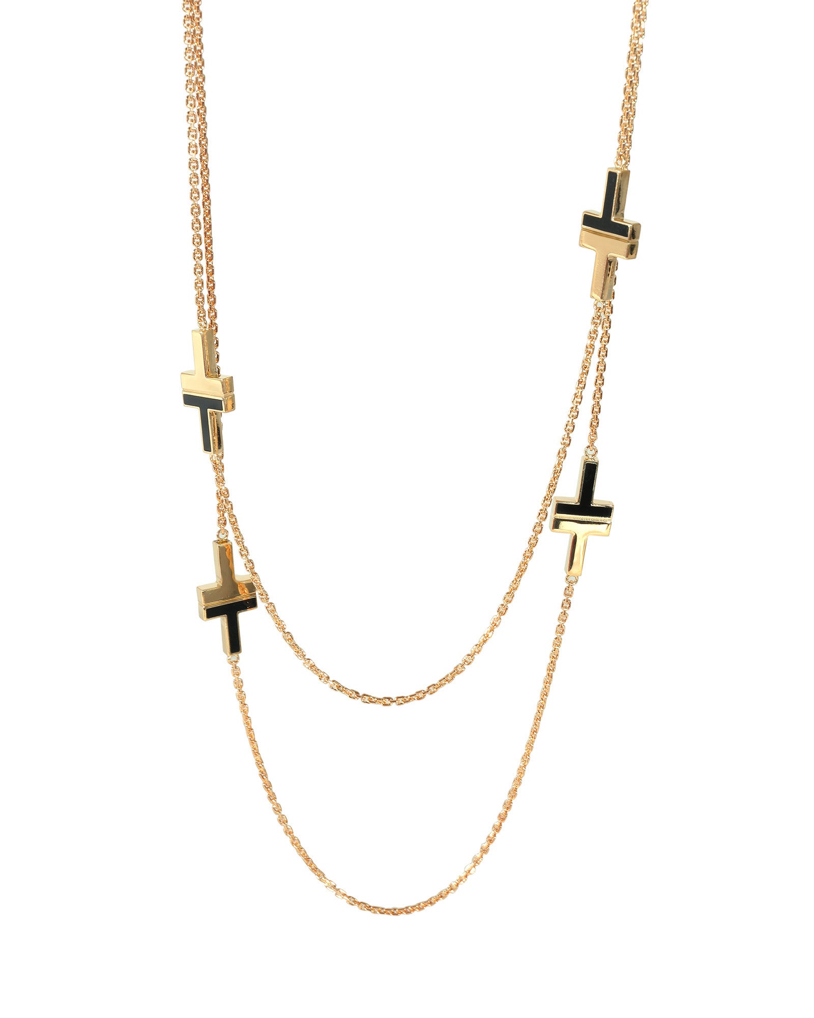 image of Tiffany T Black Onyx Station Necklace in 18k Yellow Gold