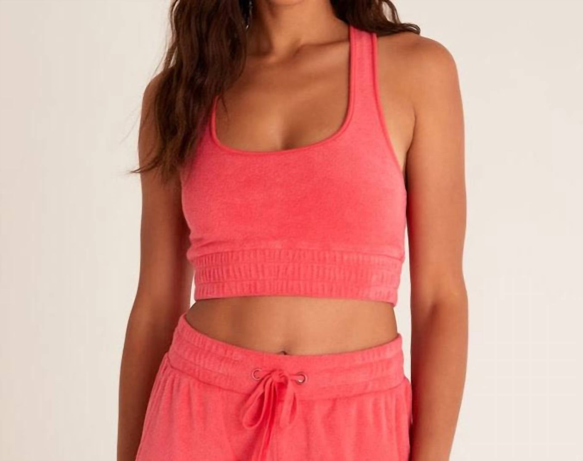 Z Supply Sunny Loop Terry Tank Bra In Strawberry In Pink