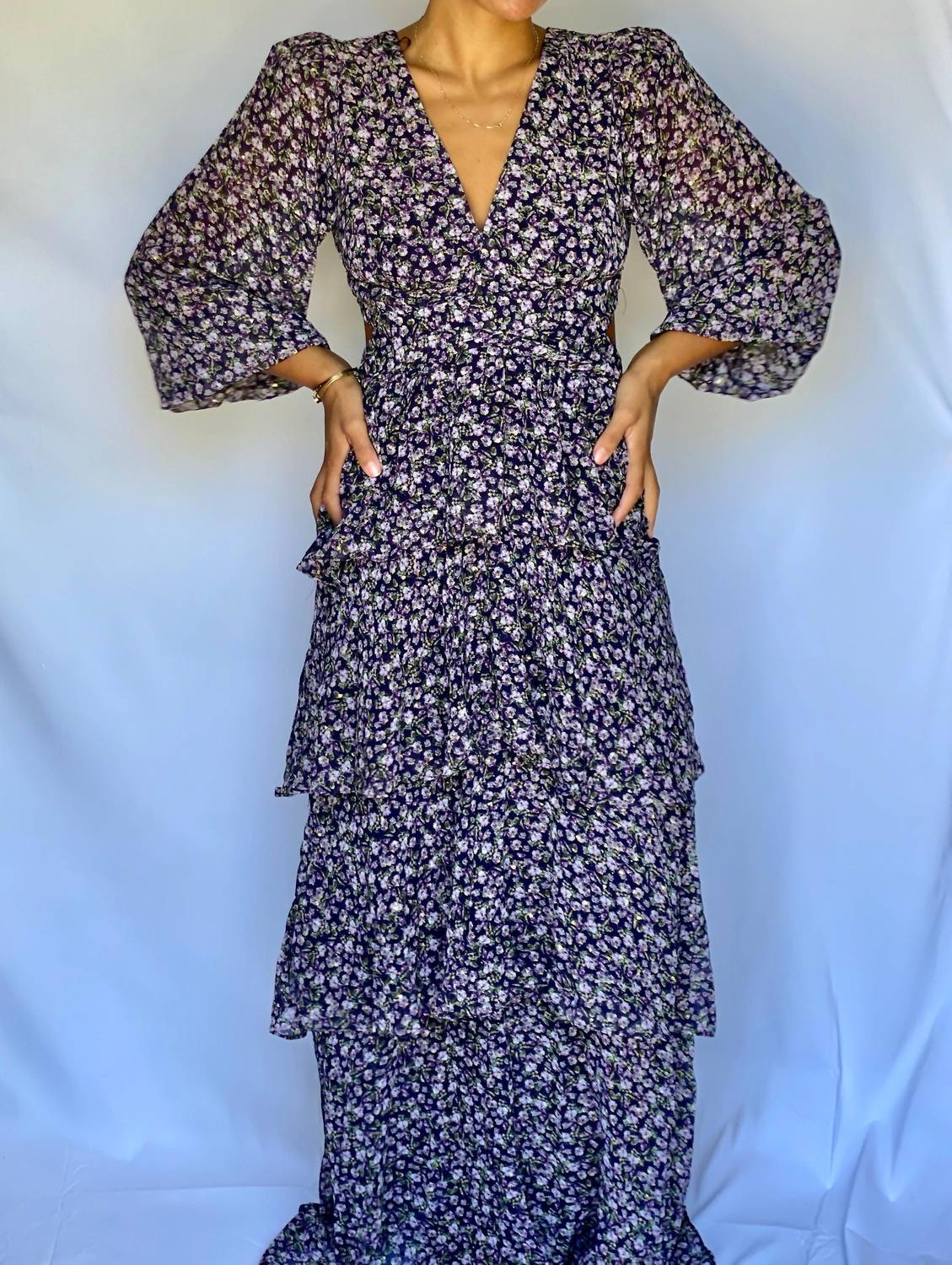 Shop Astr Anora Dress In Purple Ditsy