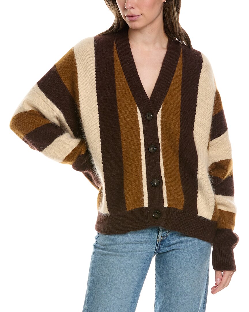 Shop The Great The Fluffly Slouch Angora-blend Cardigan In Brown