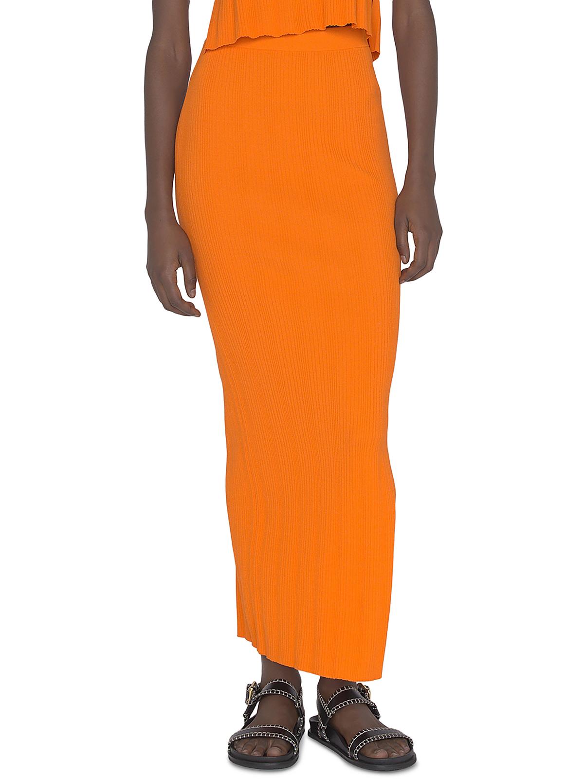 Shop Frame Womens Ribbed Cut-out Maxi Skirt In Orange
