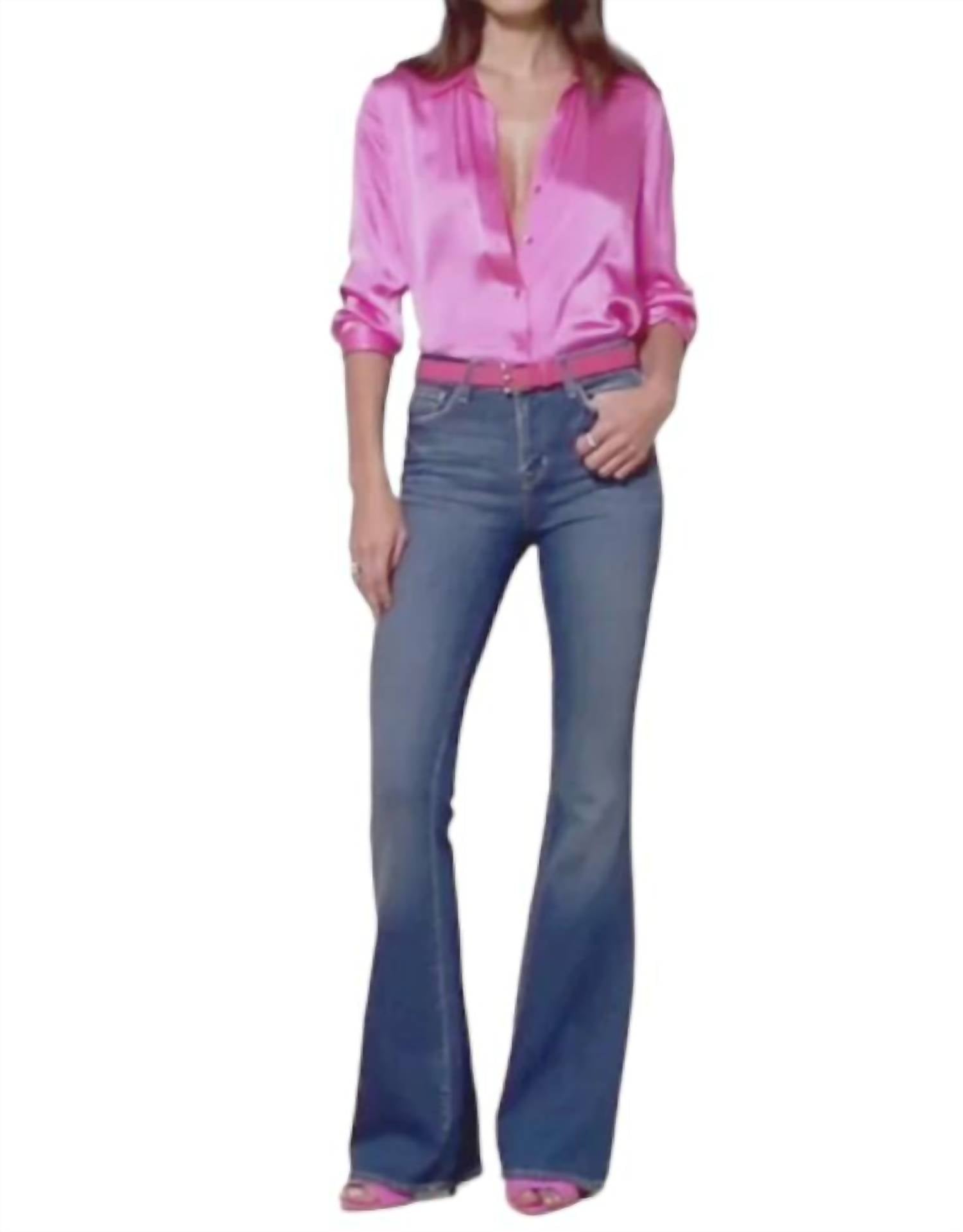 L Agence Bell High Rise Flare Jeans In Hasting In Blue