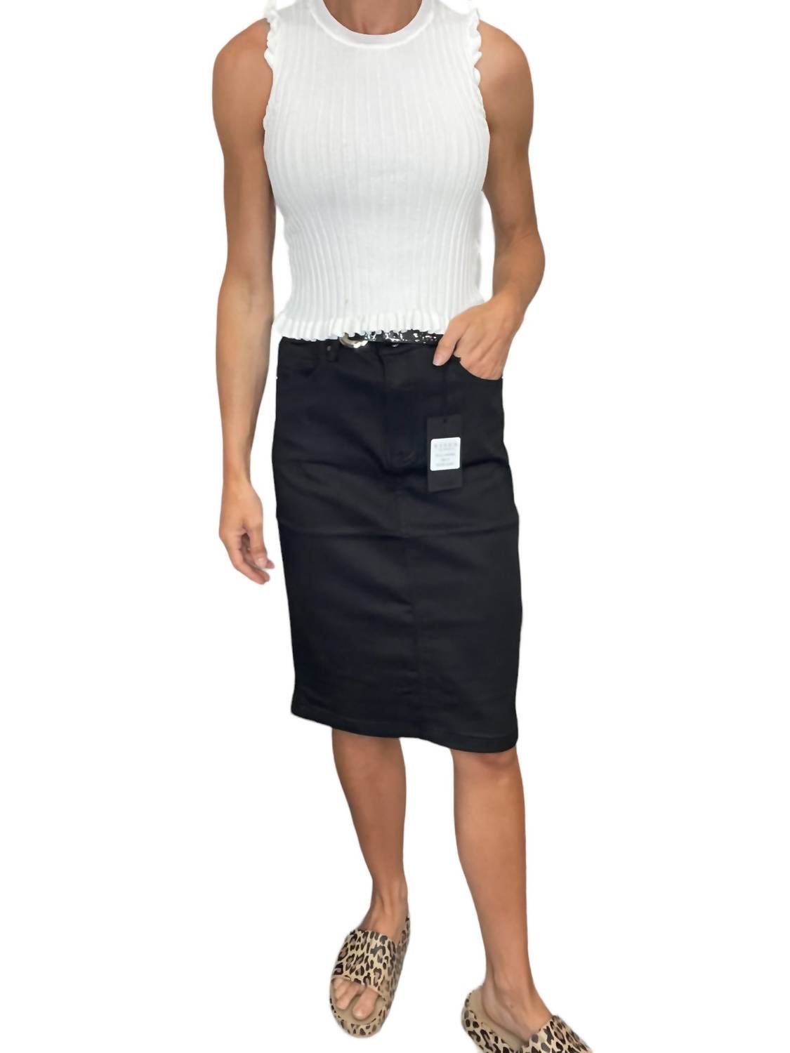Shop Risen High Rise Pencil Skirt In Black