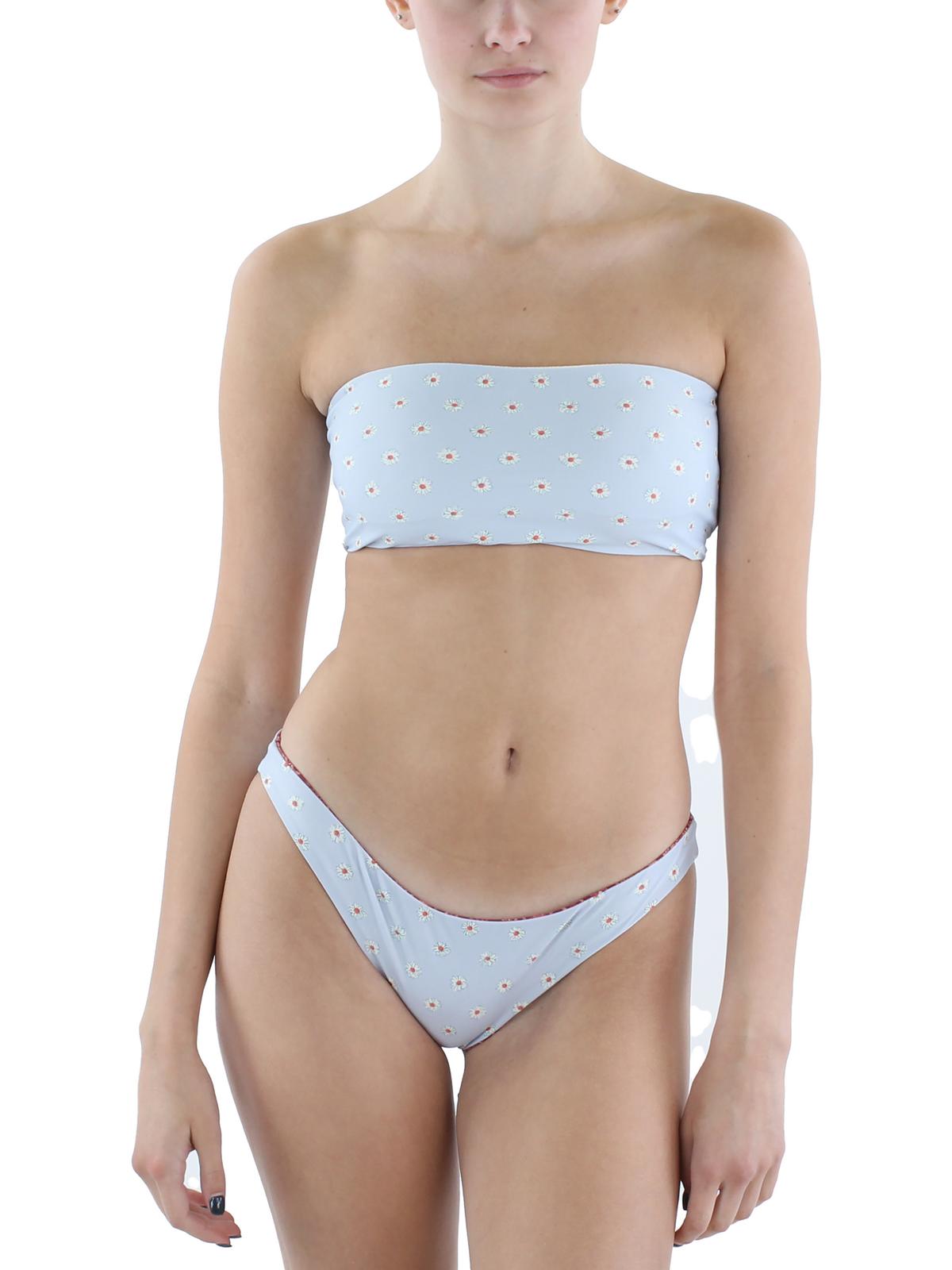 O'neill Juniors Aster Daisy Womens Lace-up Strapless Bikini Swim Top In Blue
