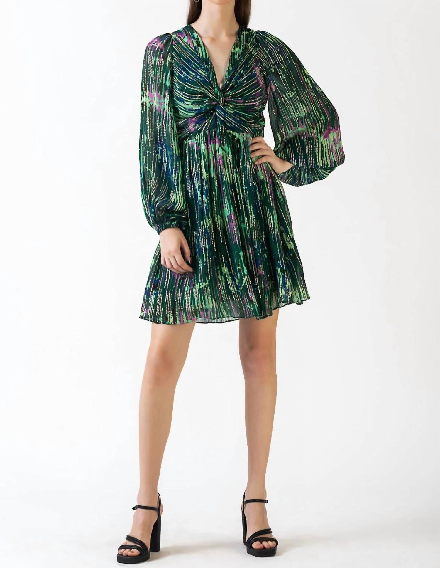 Shop Celina Moon Leighton Mini Dress In Green Tropics In Multi