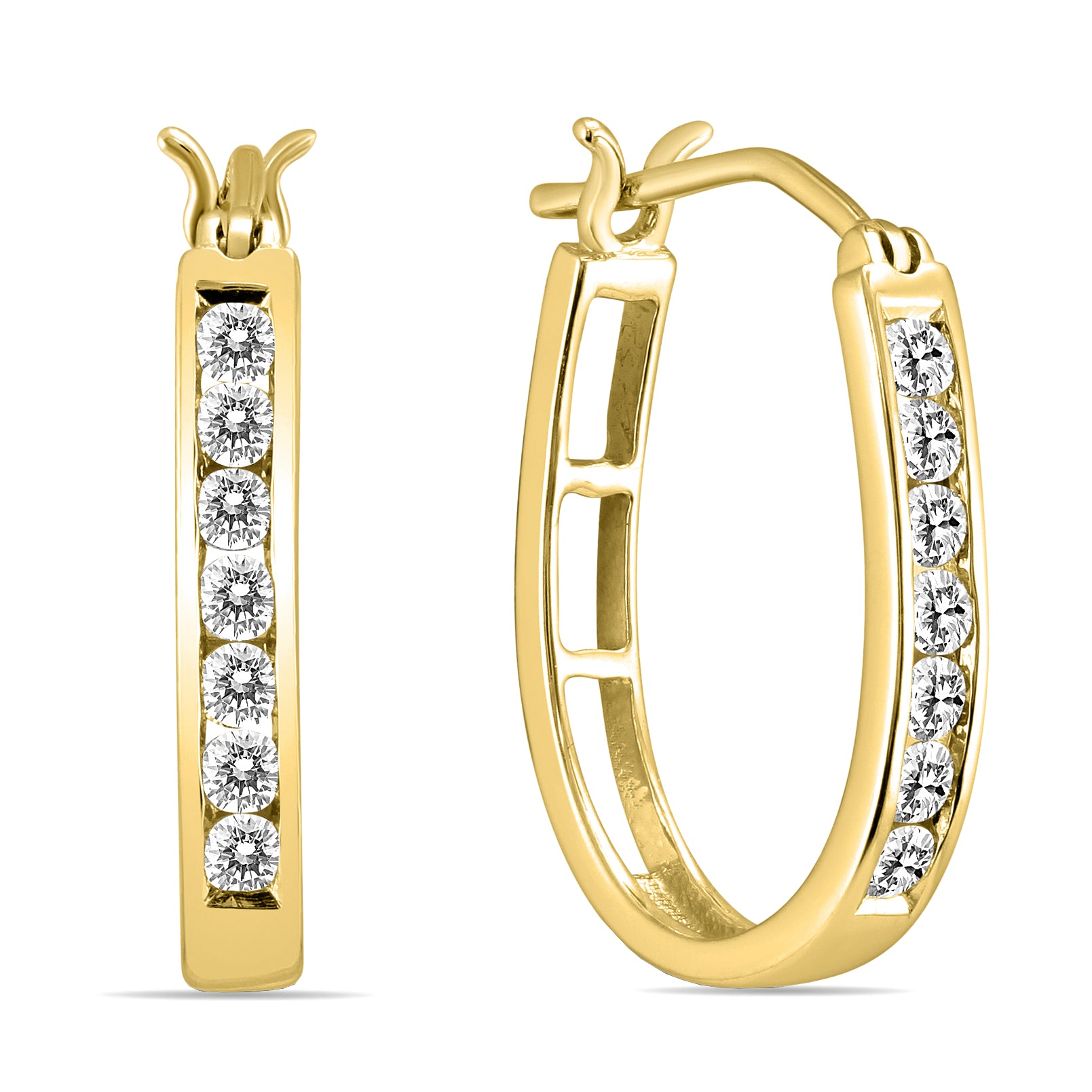 Sselects 1/2 Carat Tw Diamond Hoop Earrings In 10k In Gold