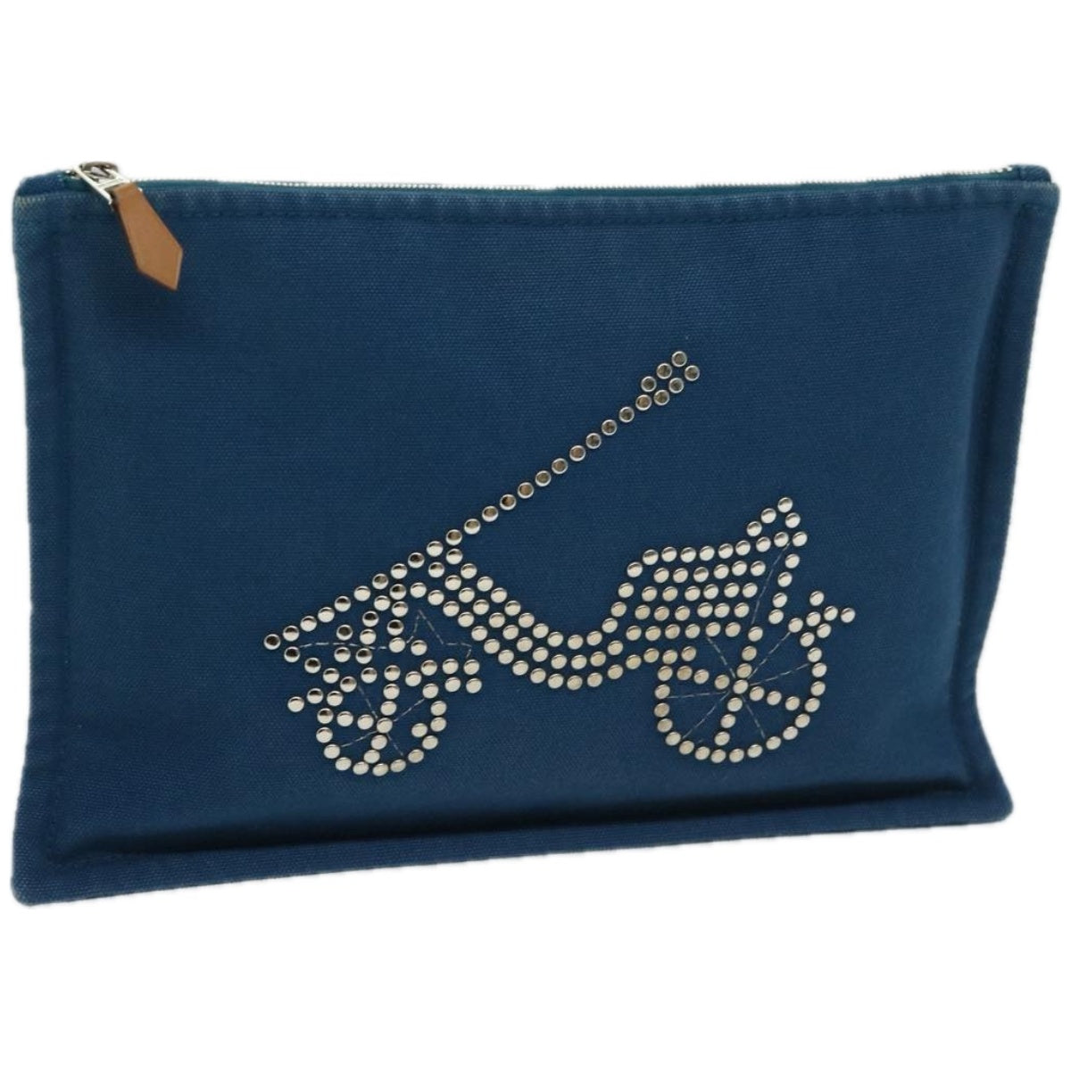 Shop Hermes Canvas Clutch Bag () In Blue