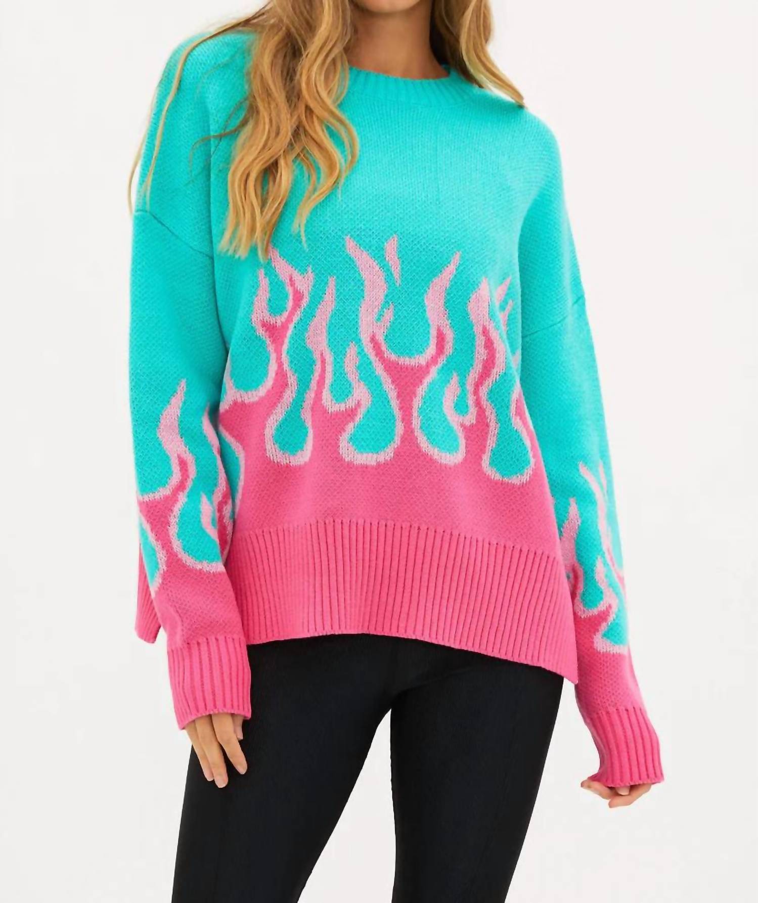 Shop Beach Riot Callie Sweater In Fandango Flames In Blue