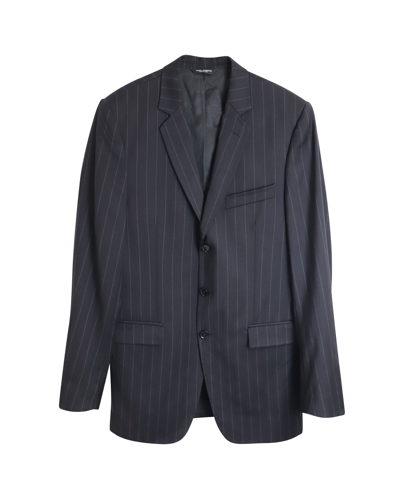 Image of Dolce & Gabbana Classic Pin Stripe Blazer in Black Wool