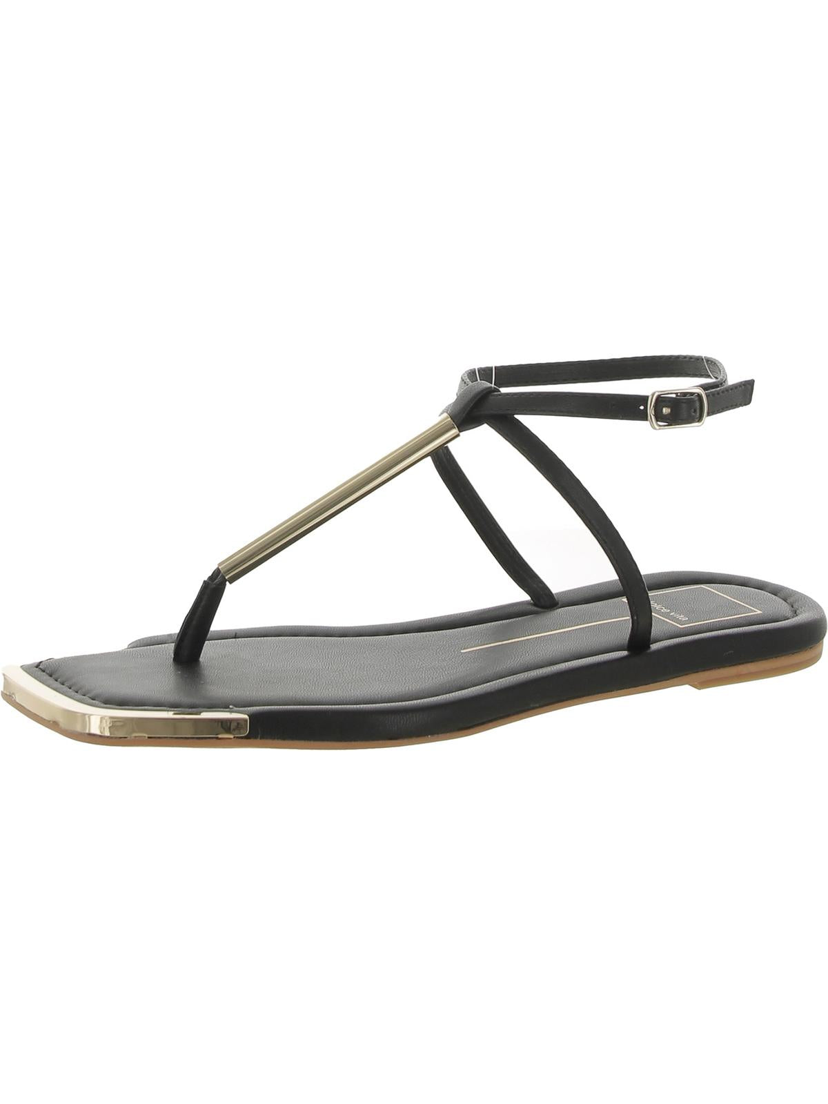 Shop Dolce Vita Womens Faux Leather Adjustable Thong Sandals In Black