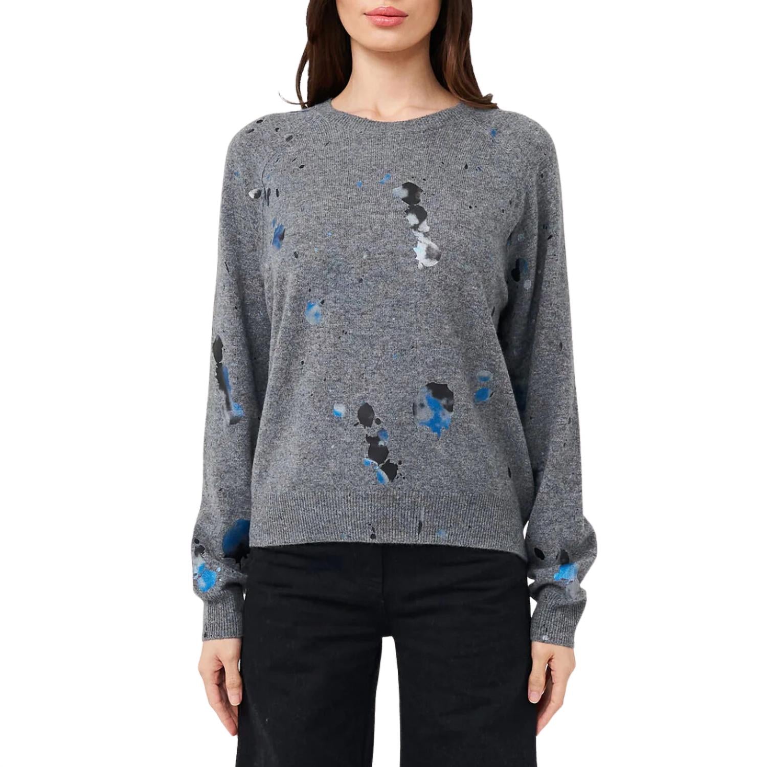 Shop Brodie Cashmere Shout Out Foil Mini Sweater In Mid Grey