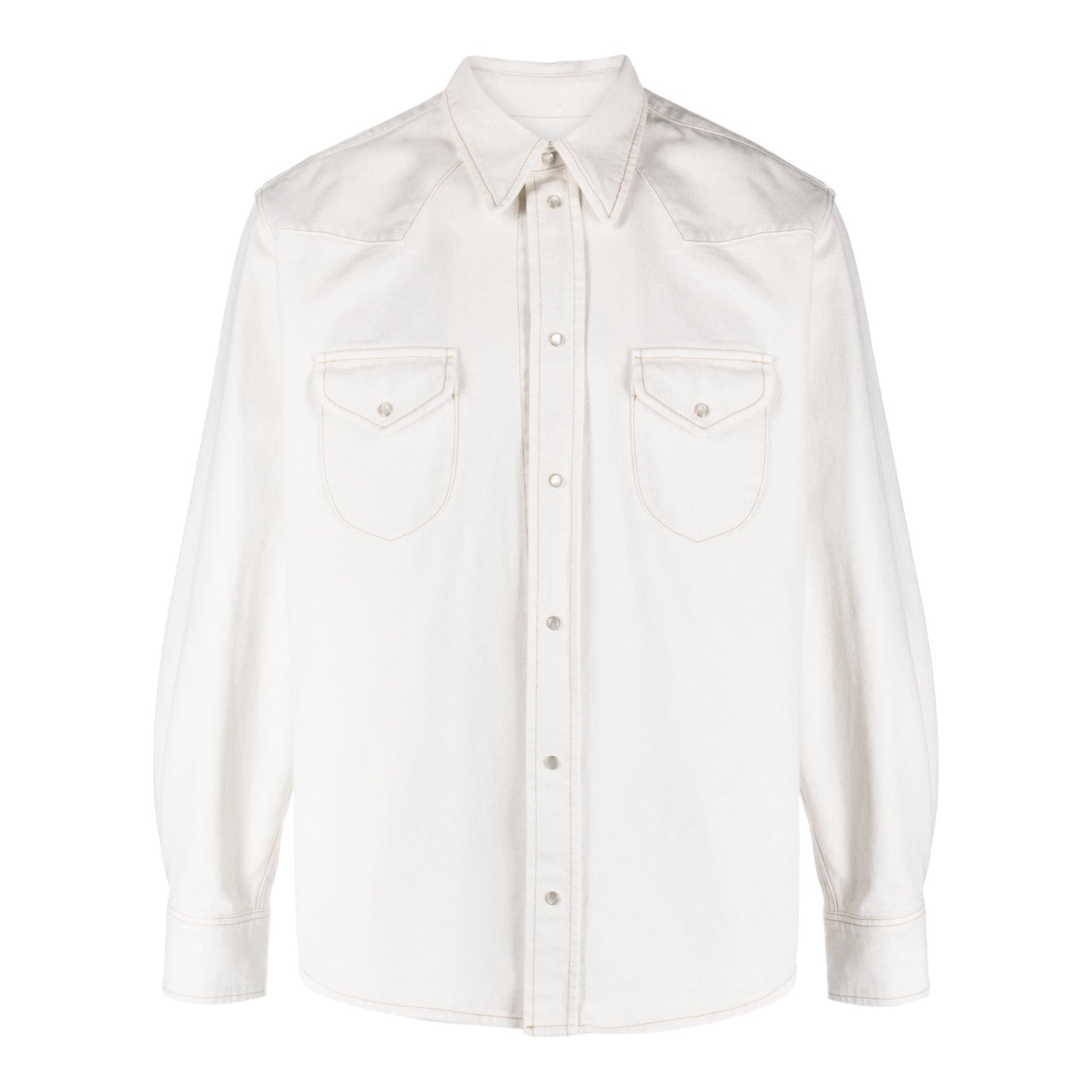 Shop Bally Mother Of Pearl Men's 6305830 Denim Shirt In White