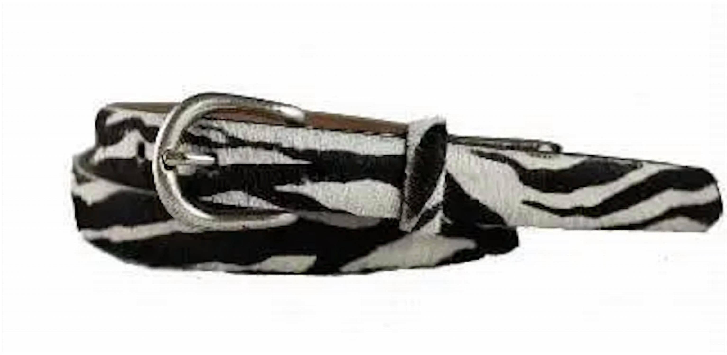 W. Kleinberg Zebra Pony Skinny Belt In White/black In Multi