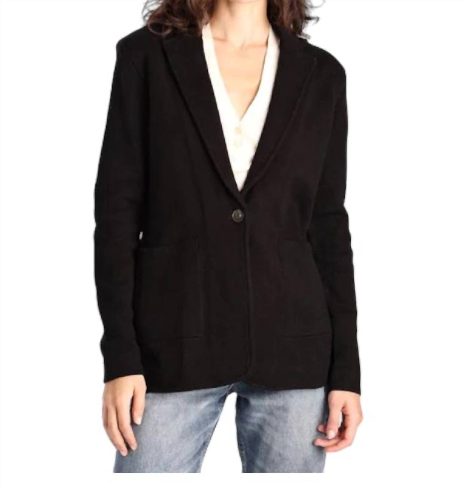 Minnie Rose Cotton Blend Long Line Jacket In Black