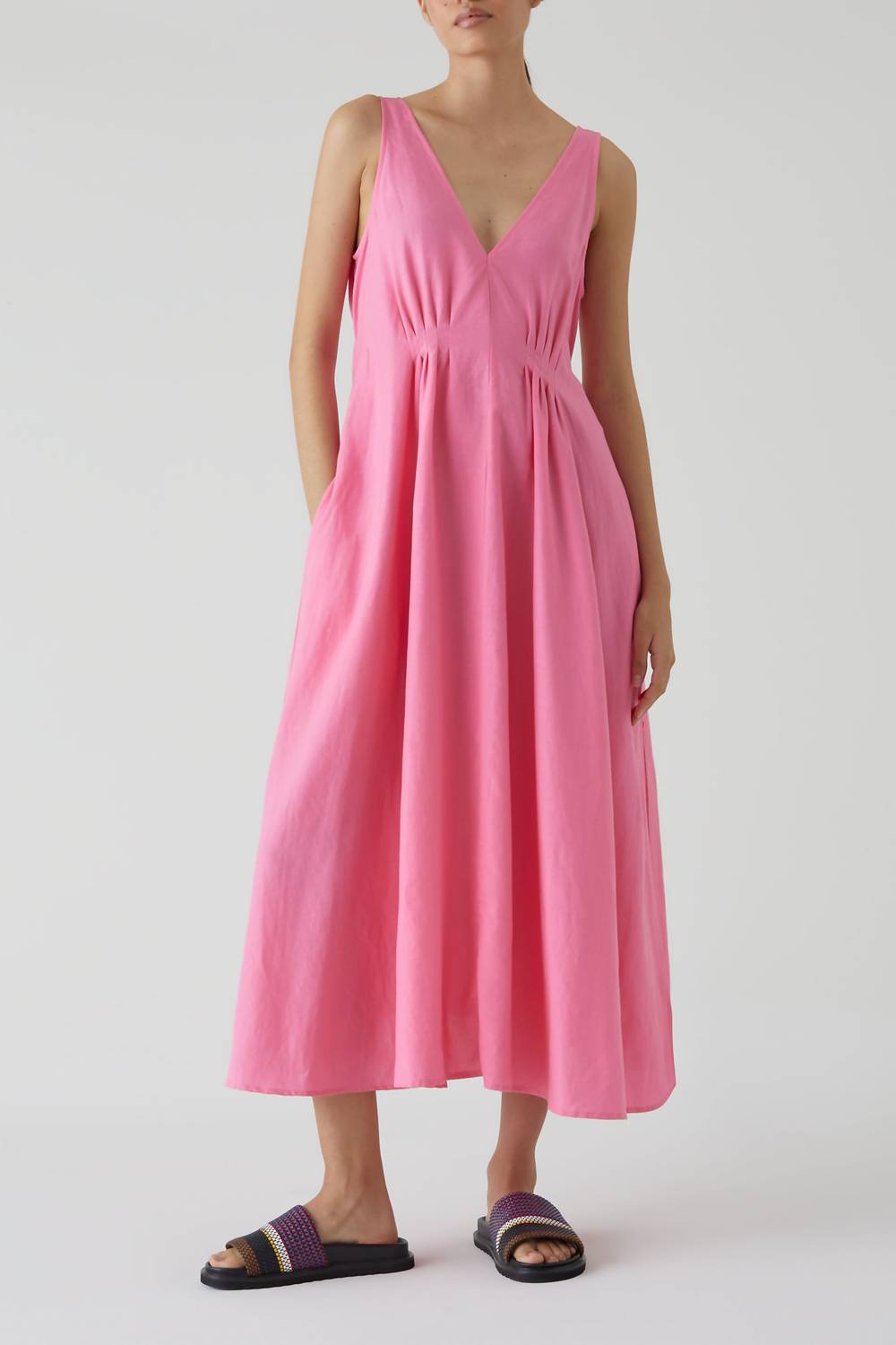 Shop Closed V-neck Dart Dress In Pink Lilies