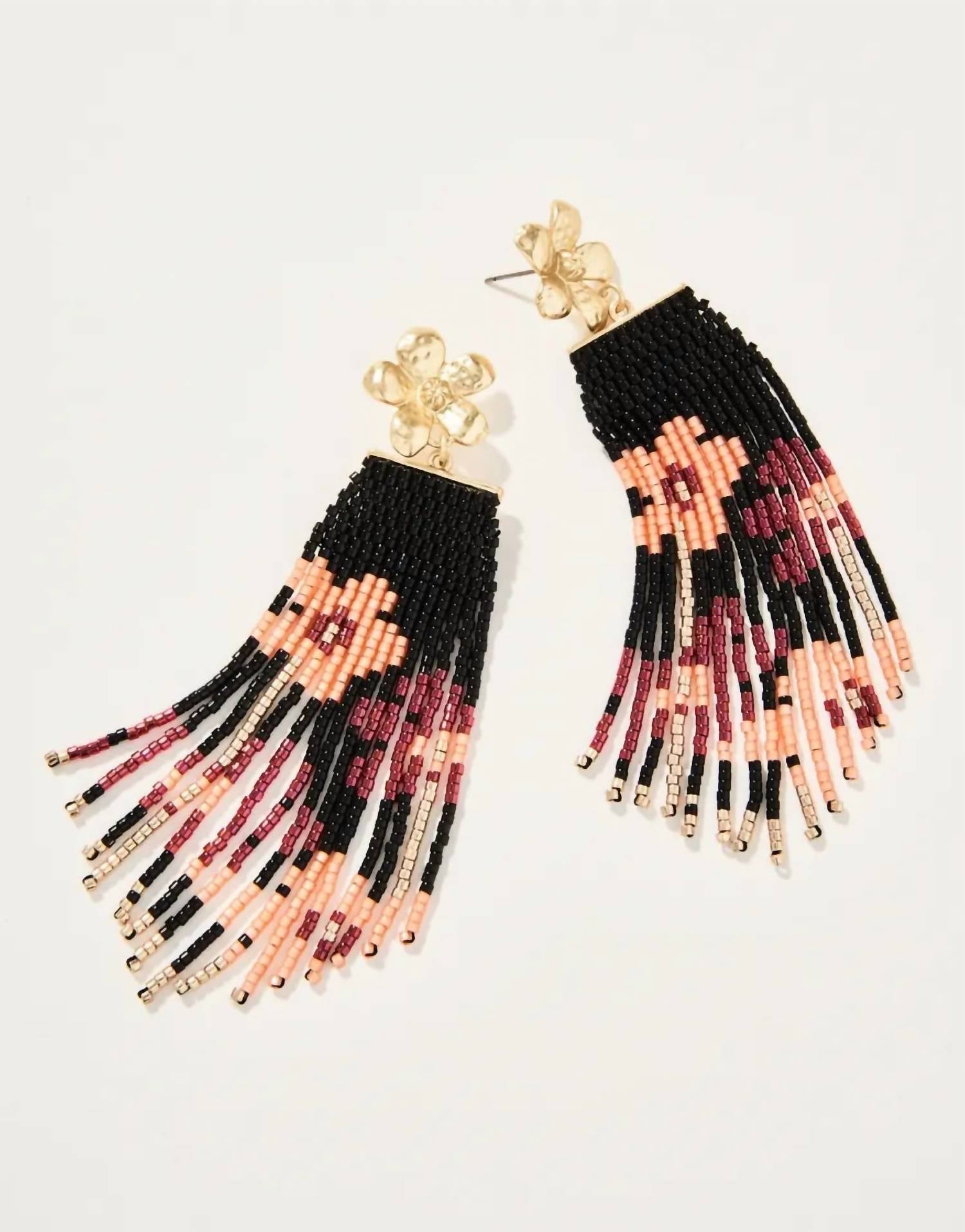 Shop Spartina 449 Bitty Bead Earrings In Black Floral Stems In Brown