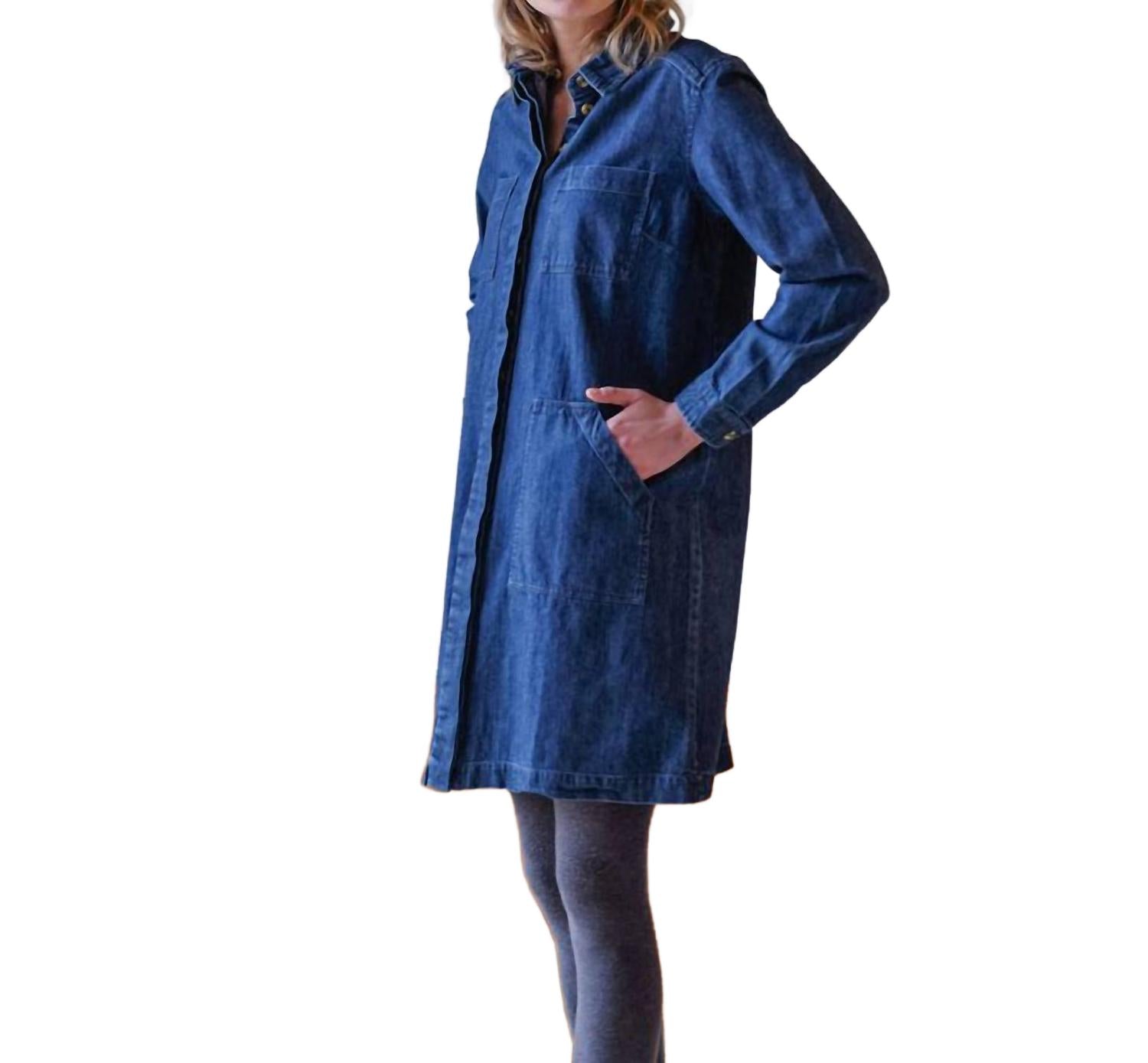 Ocean Shirt Dress In Heavy Denim