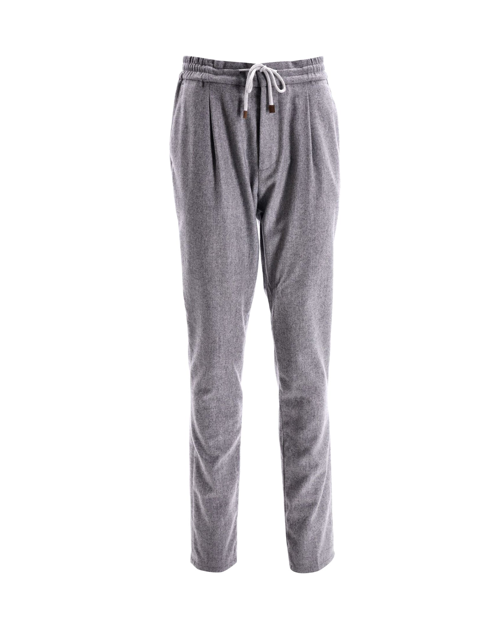 image of Brunello Cucinelli Drawstring Trousers in Grey Cotton