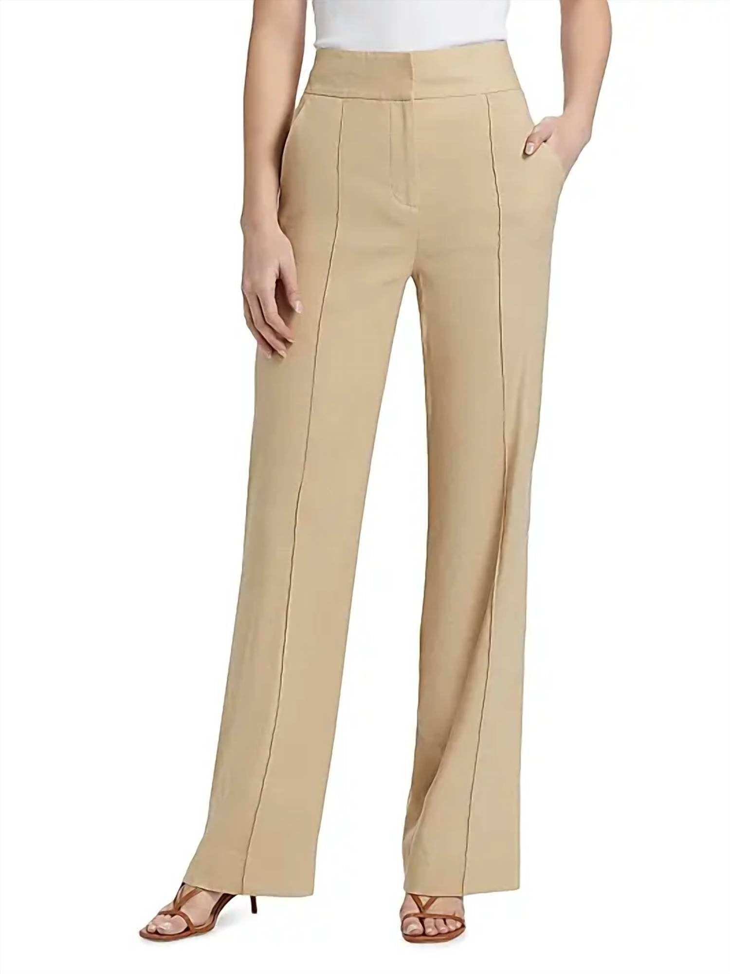 Veronica Beard Cruz Stretch-linen Pant In Stone Khaki In Neutral