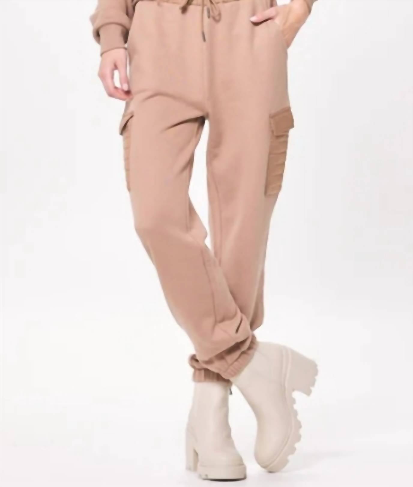 Vintage Havana French Terry Utility Jogger In Caramel Latte In Neutral