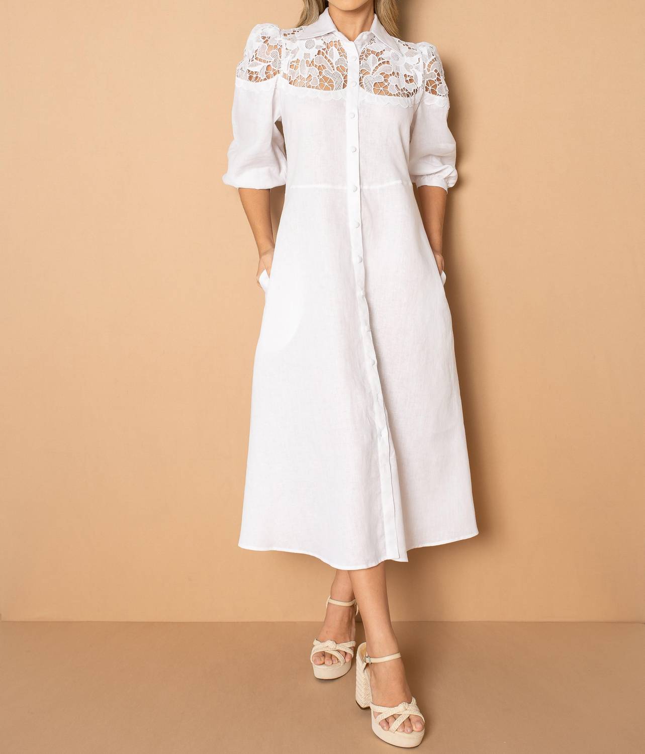 Shop Marie Mercié Vitoria White Linen Dress