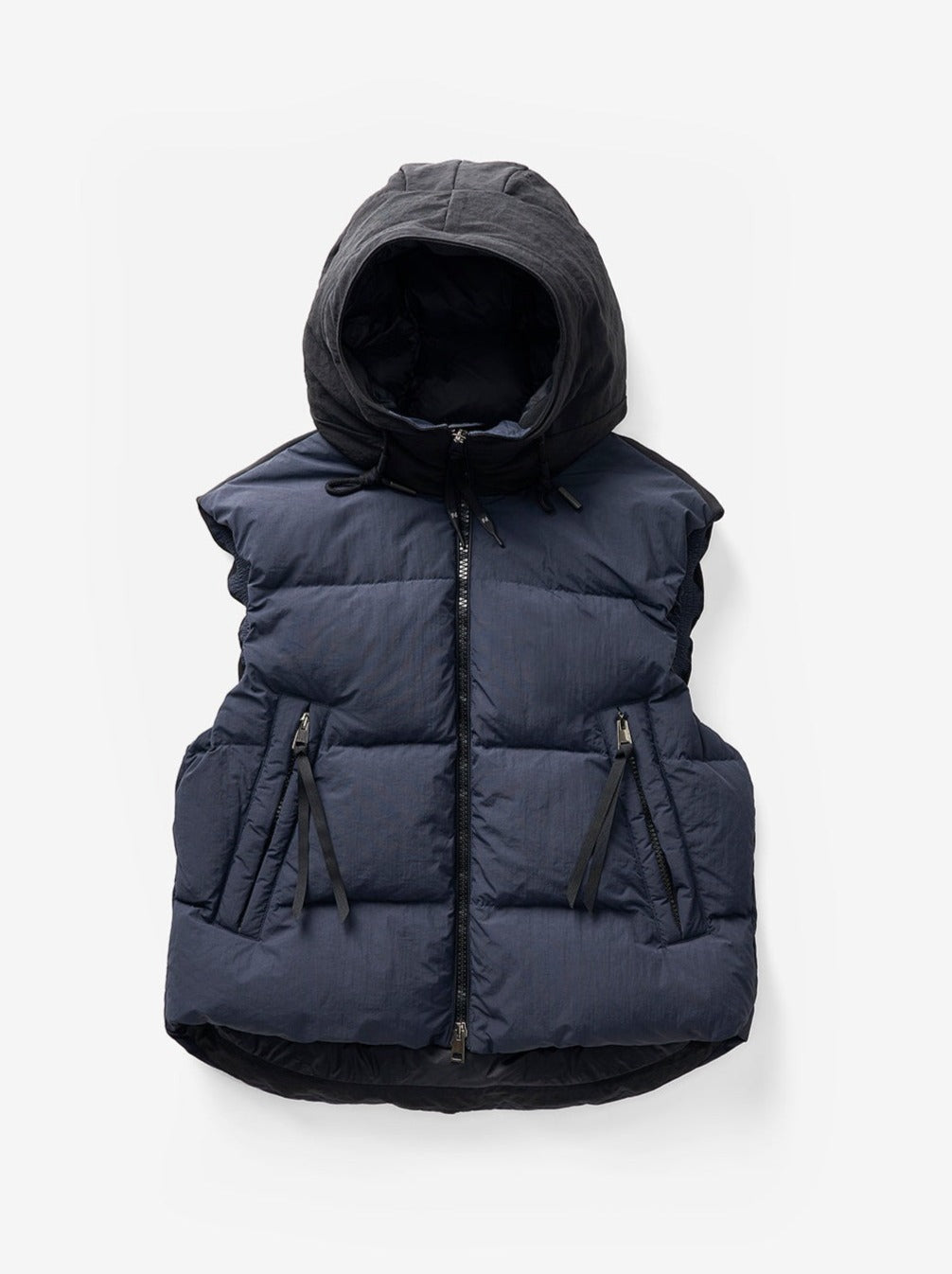 Shop Fw23 M Hooded Down Vest - Navy In Blue