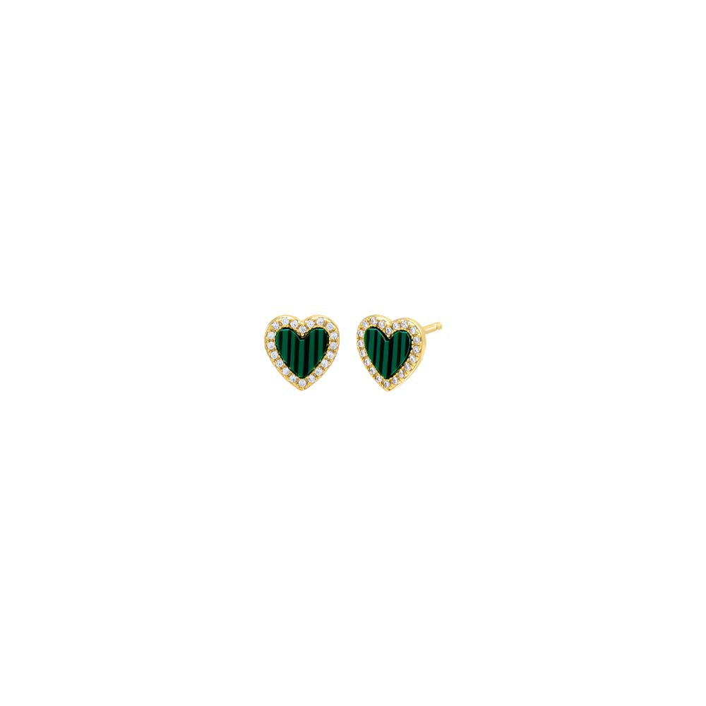 Shop Adina Eden Colored Stone Pavé Heart Stud Earring In Green