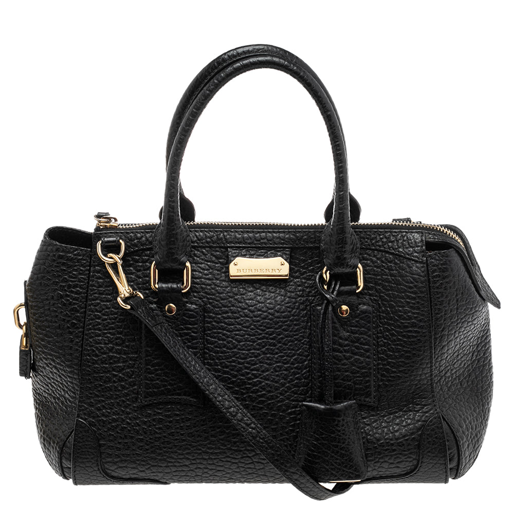 Image of Burberry  Grained Leather Orchard Boston Bag