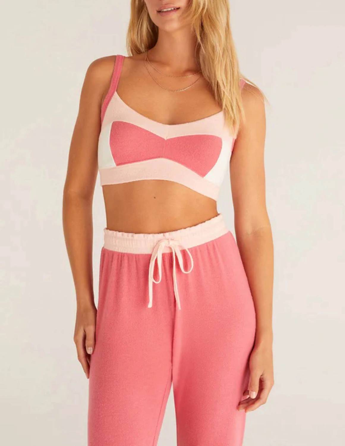 Z Supply Mix Color Tank Bra In Pink Candy In Multi