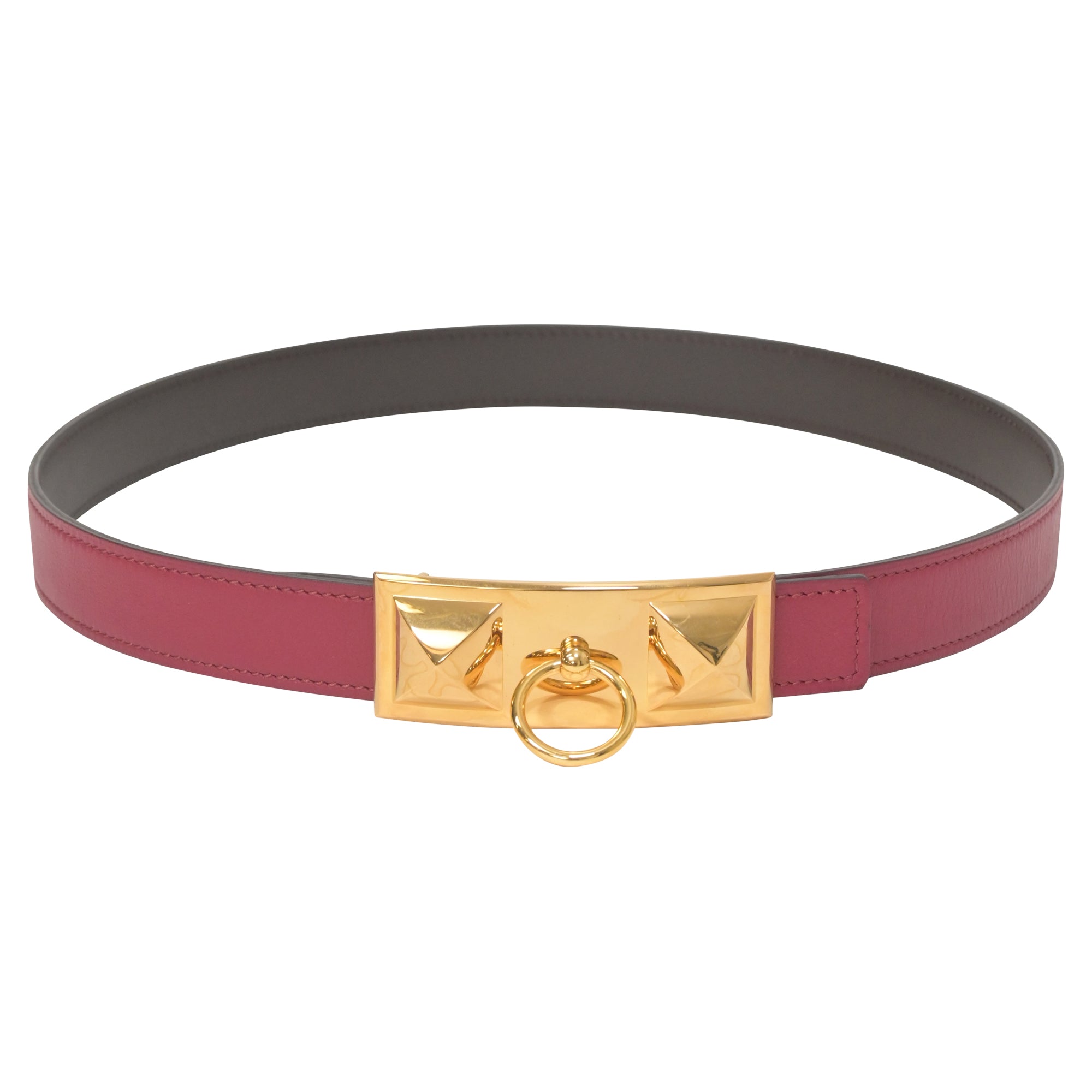 image of Hermès Rivale Reversible 90 Belt in Burgundy Leather