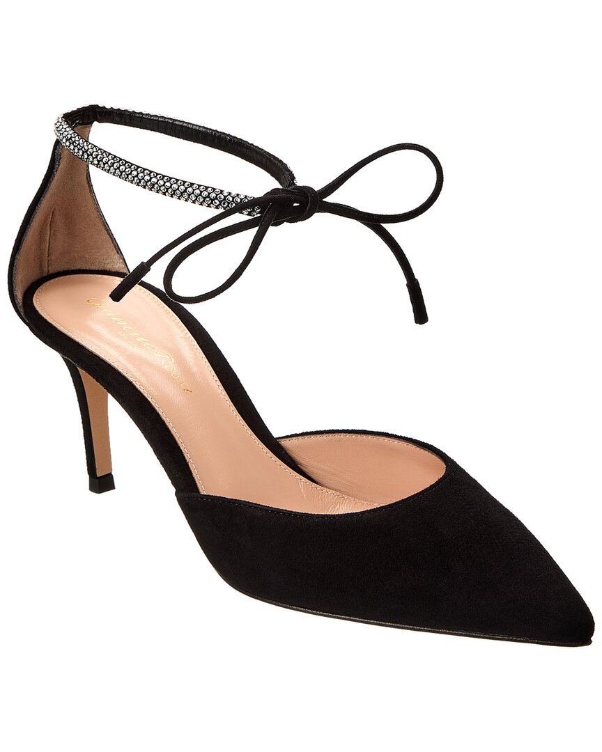 Shop Gianvito Rossi Montecarlo D'orsay 70 Suede Pump In Black